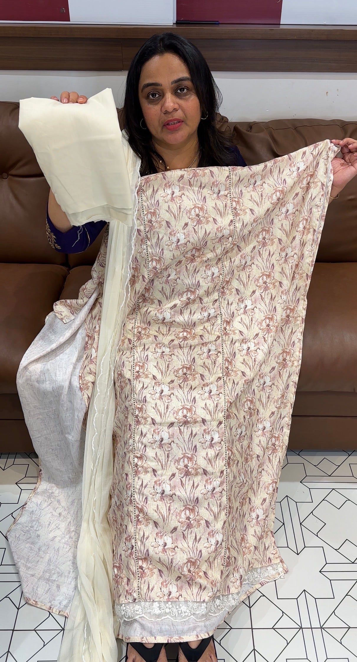 PRINTED LINEN UNSTITCHED SALWAR SUITS - IHA 27797