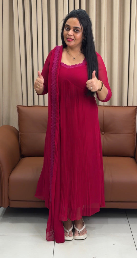 IHA'S IN-HOUSE GEORGETTE ALINE TOP AND DUPATTA - IHA 34926