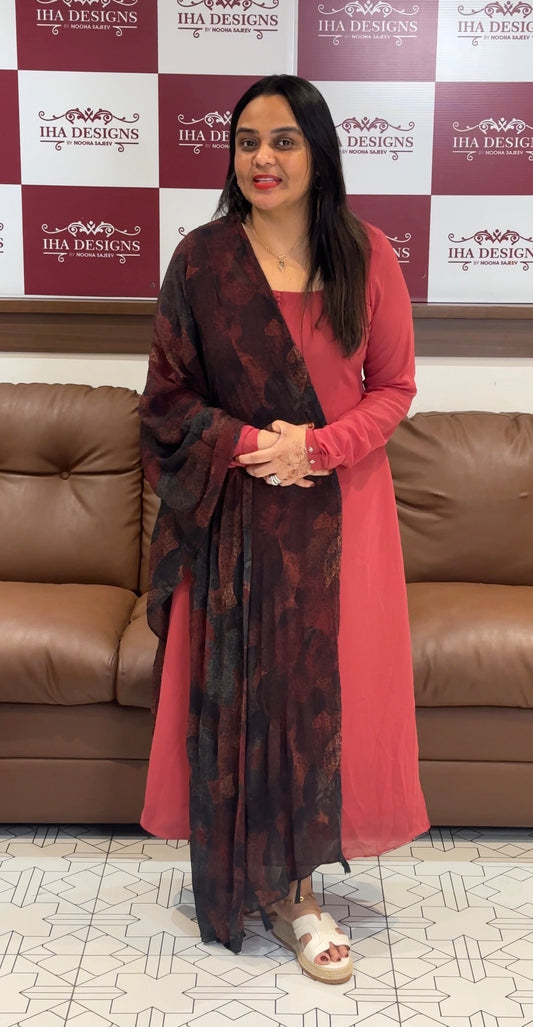 IHA'S IN-HOUSE GEORGETTE SLITTED TOP AND DUPATTA - IHA 31513