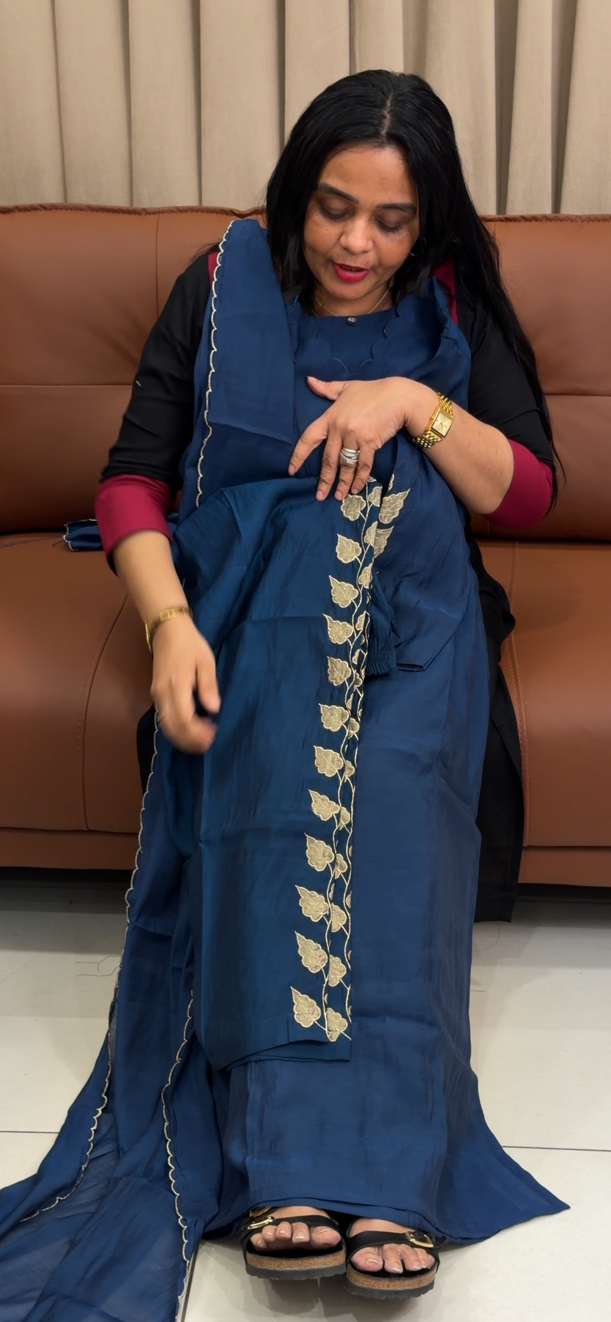 MUL CHANDERI TOP, BOTTOM AND DUPATTA - IHA 35307