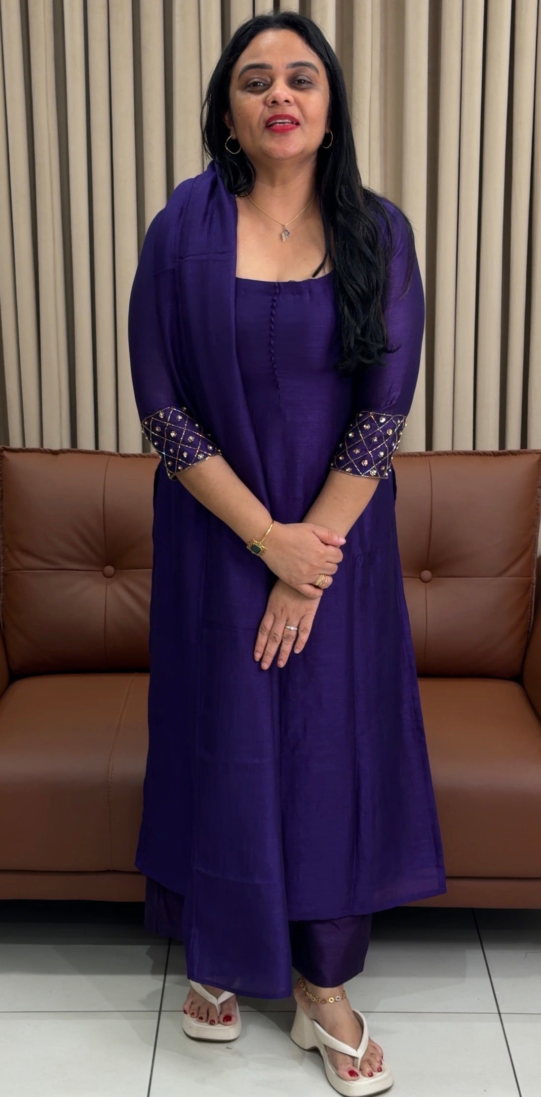 IHA'S IN-HOUSE SEMI RAW SILK ALINE TOP AND DUPATTA - IHA 34452