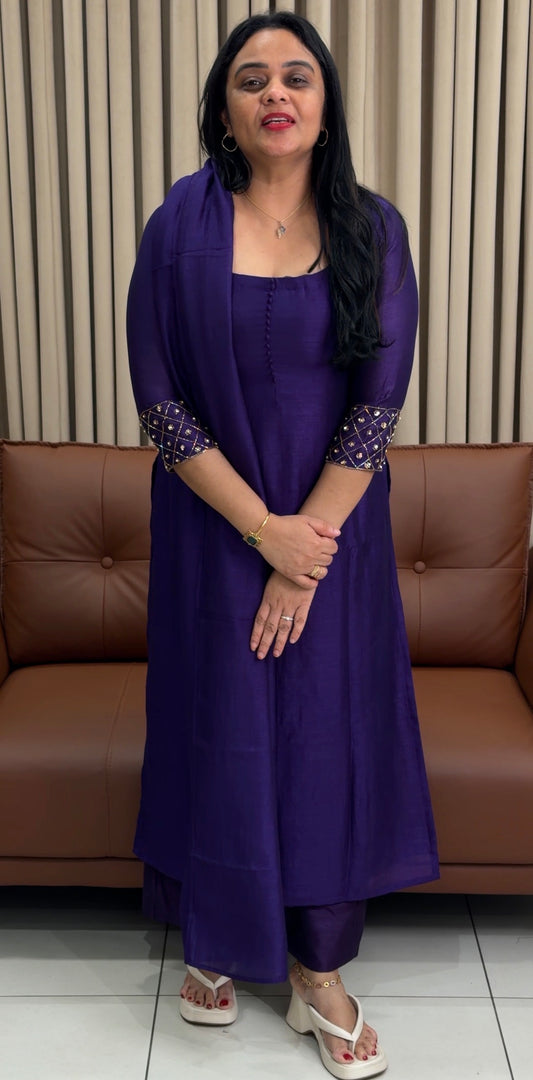 IHA'S IN-HOUSE SEMI RAW SILK ALINE TOP AND DUPATTA - IHA 34452