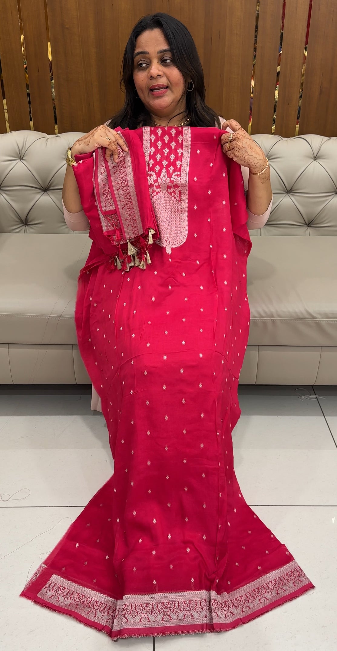 VISCOSE ORGANZA UNSTITCHED SALWAR SUITS  - IHA 27479