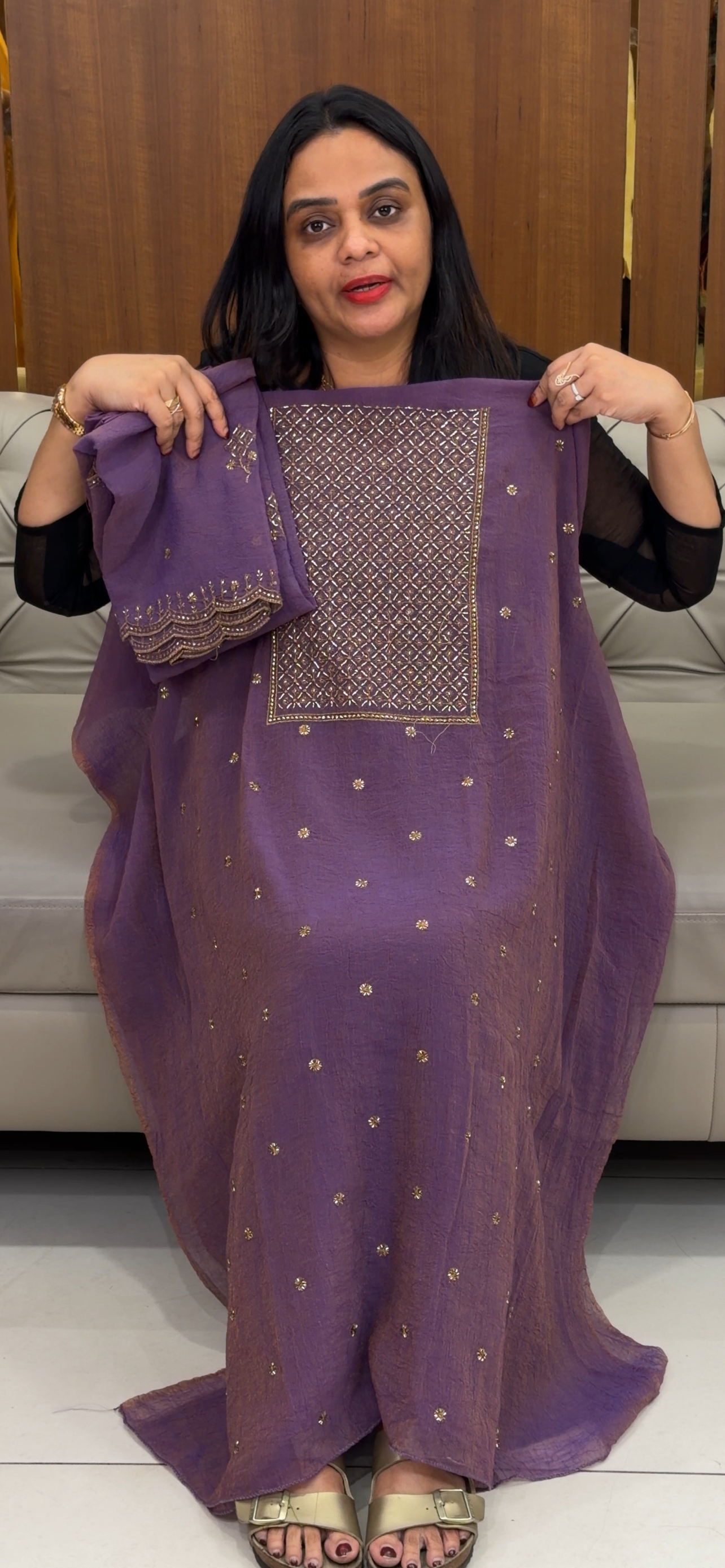 HAND WORKED UNSTITCHED SLAWAR SUITS - IHA 32828