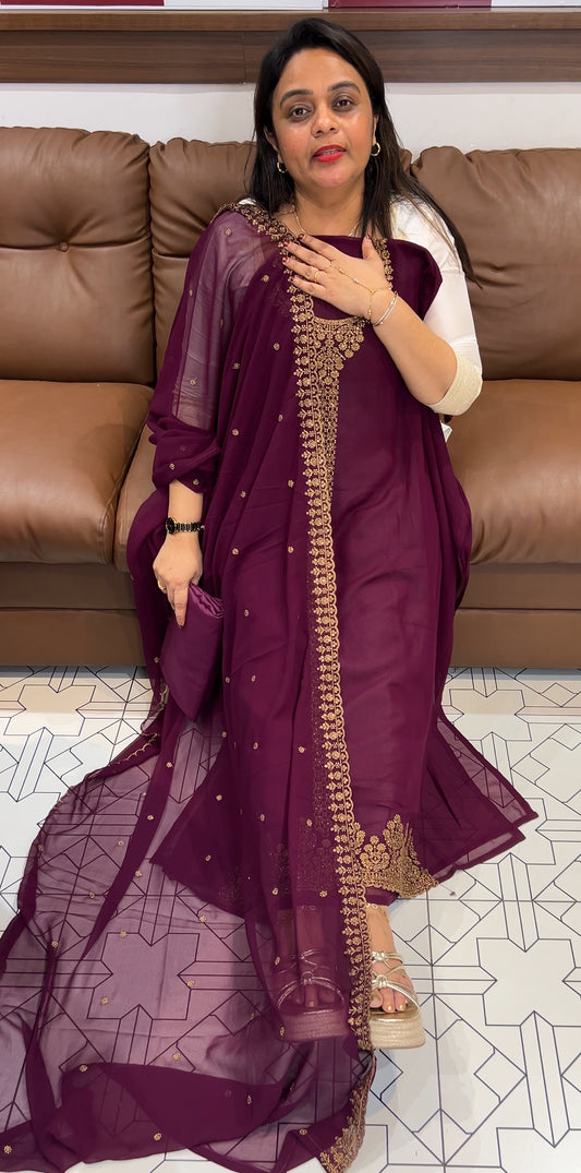 FAUX GEORGETTE UNSTITCHED SALWAR SUITS  - IHA 24277