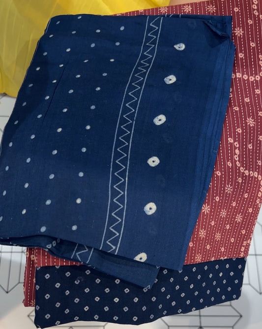 COTTON UNSTITCHED SALWAR SUITS - IHA 24173