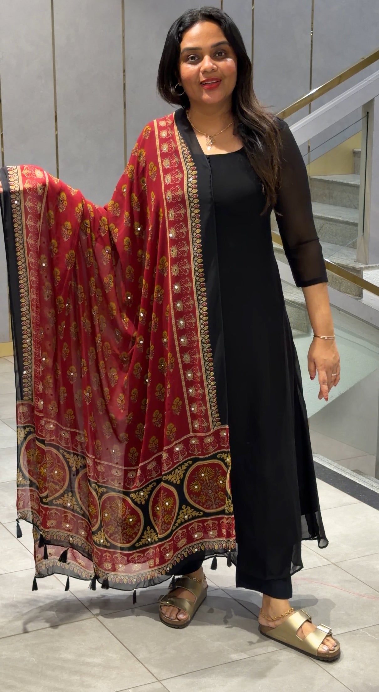 IHA'S IN-HOUSE GEORGETTE ALINE TOP AND DUPATTA - IHA 33972