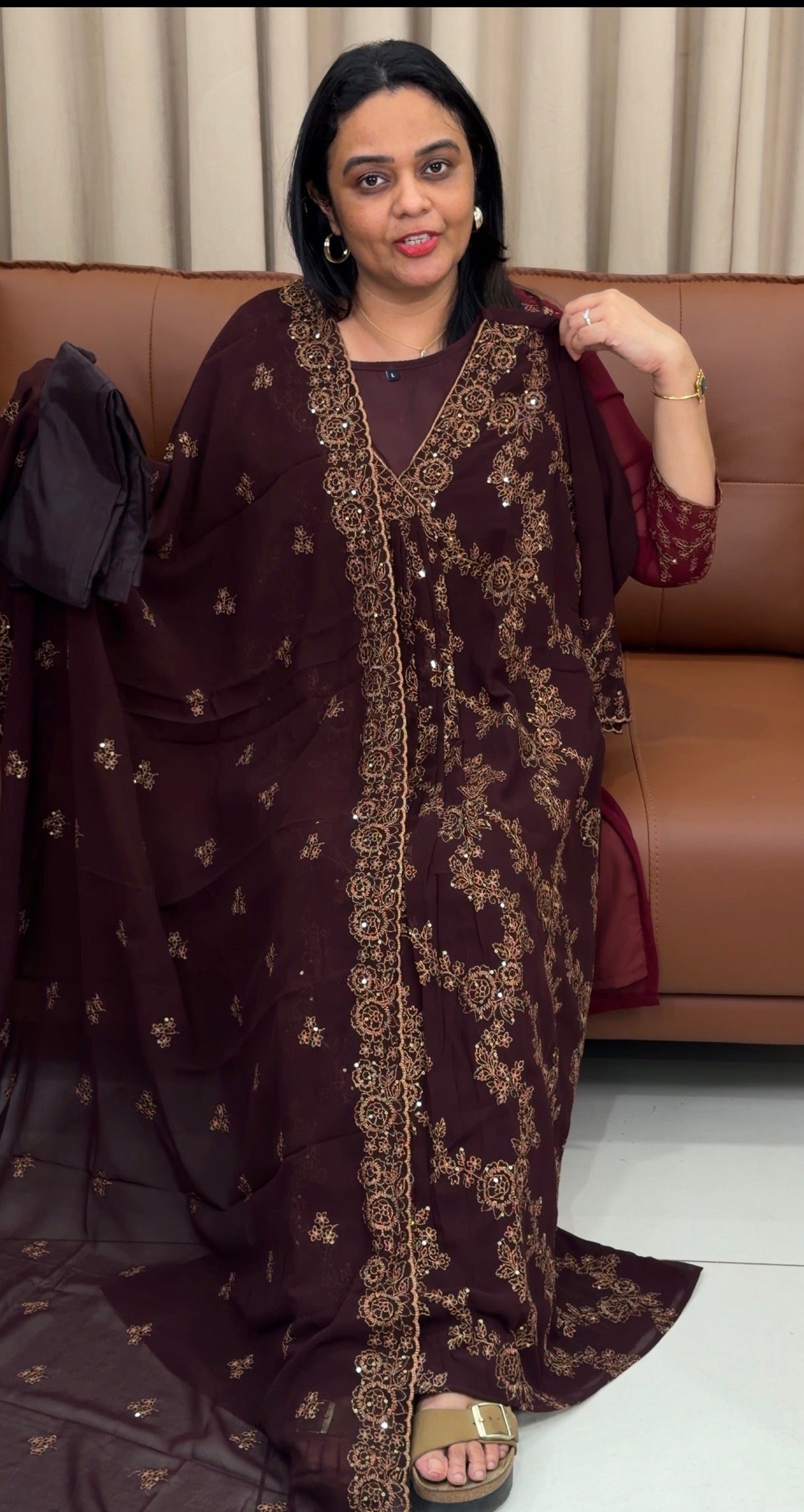 FORWARD FAUX GEORGETTE SLITTED TOP,BOTTOM AND DUPATTA - IHA 33474