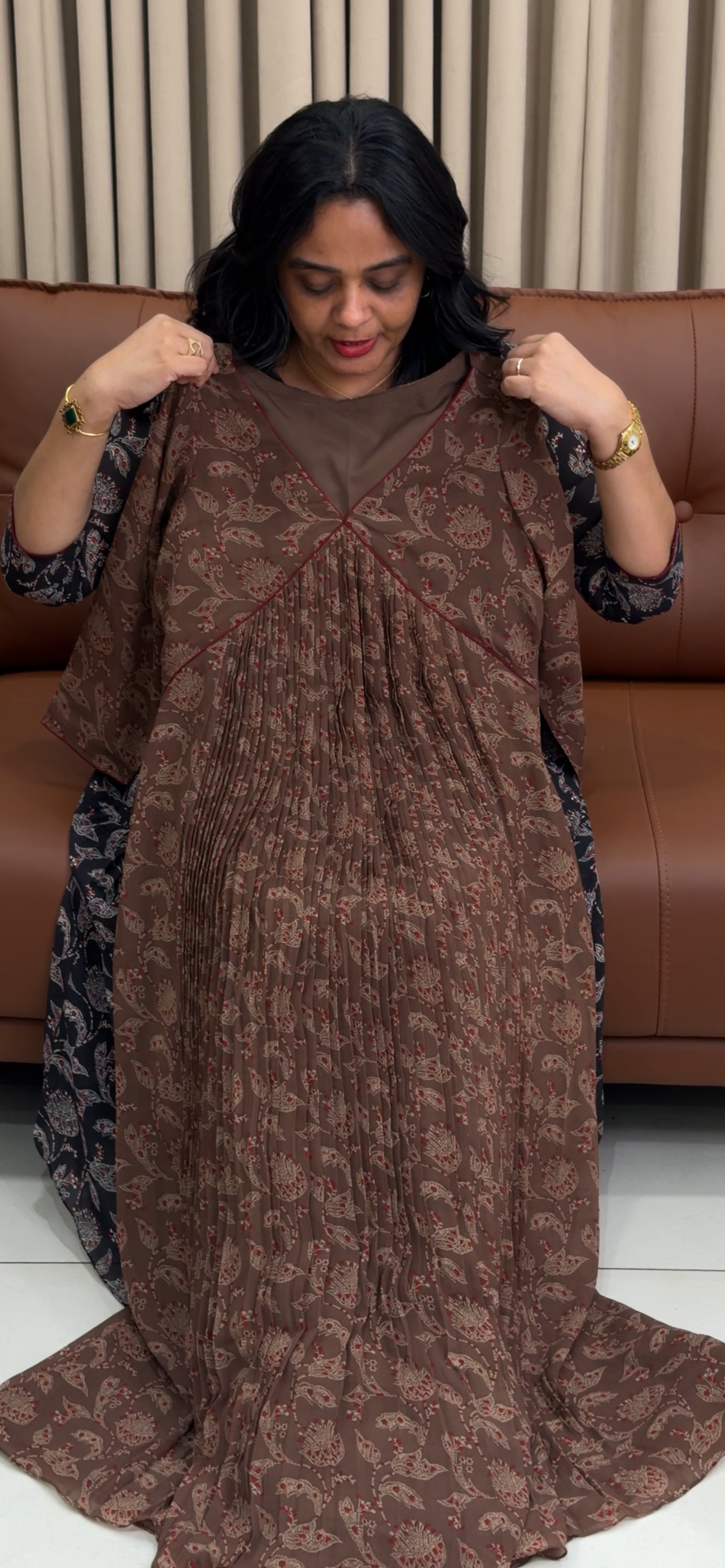 IHA'S IN-HOUSE GEORGETTE PRINTED ALINE TOPS - IHA 34438
