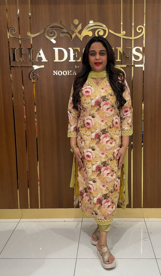 PRINTED HAKOBA TOP, BOTTOM AND DUPATTA  - IHA 23001