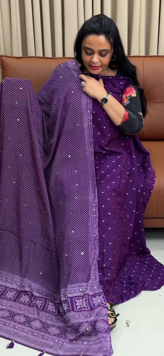BANDHANI PRINED UNSTITCHED SALWAR SUITS - IHA 34912
