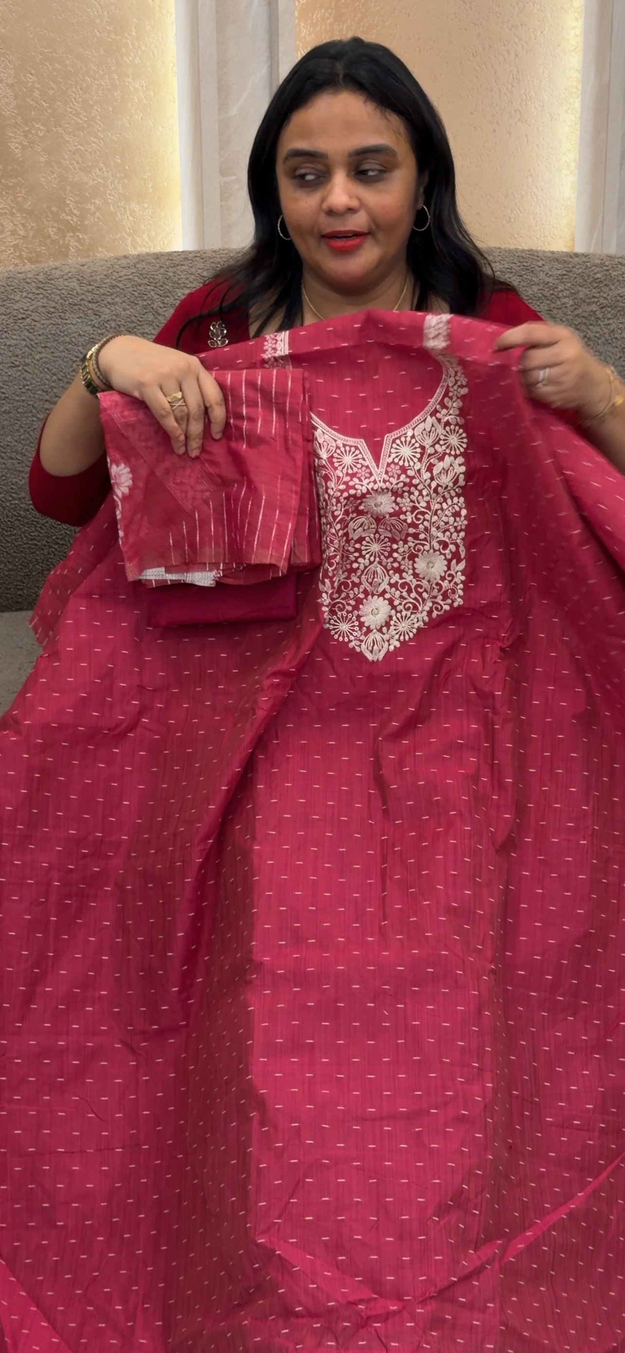 CHANDERI UNSTITCHED SALWAR SUITS - IHA 32940