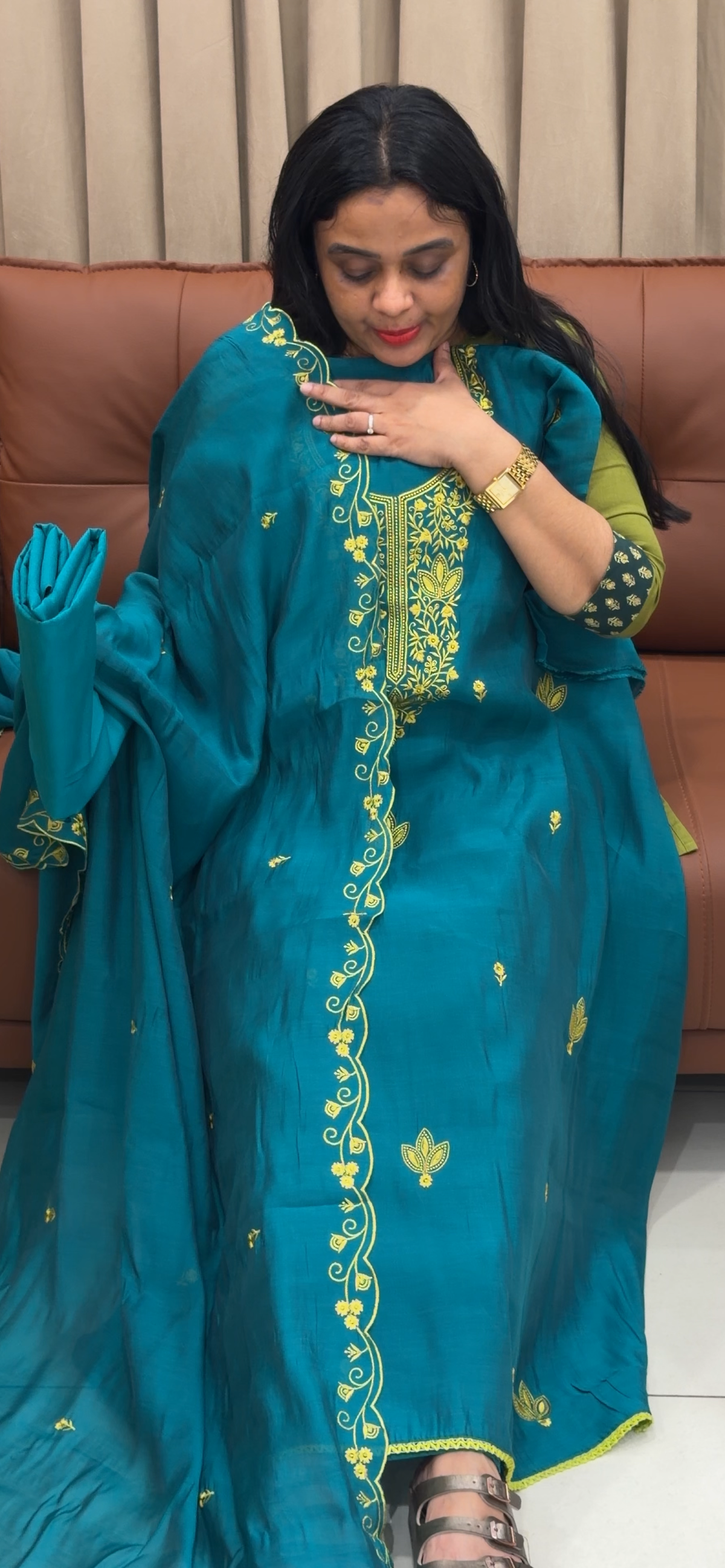 MUL CHANDERI UNSTITCHED SALWAR SUITS - IHA 35858