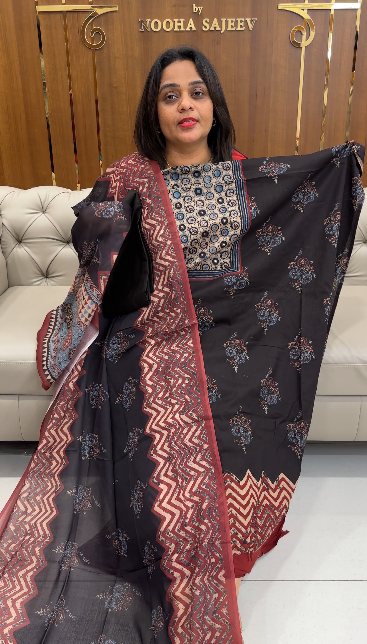 COTTON AJRAKH PRINTED SALWAR SUITS - IHA 25219
