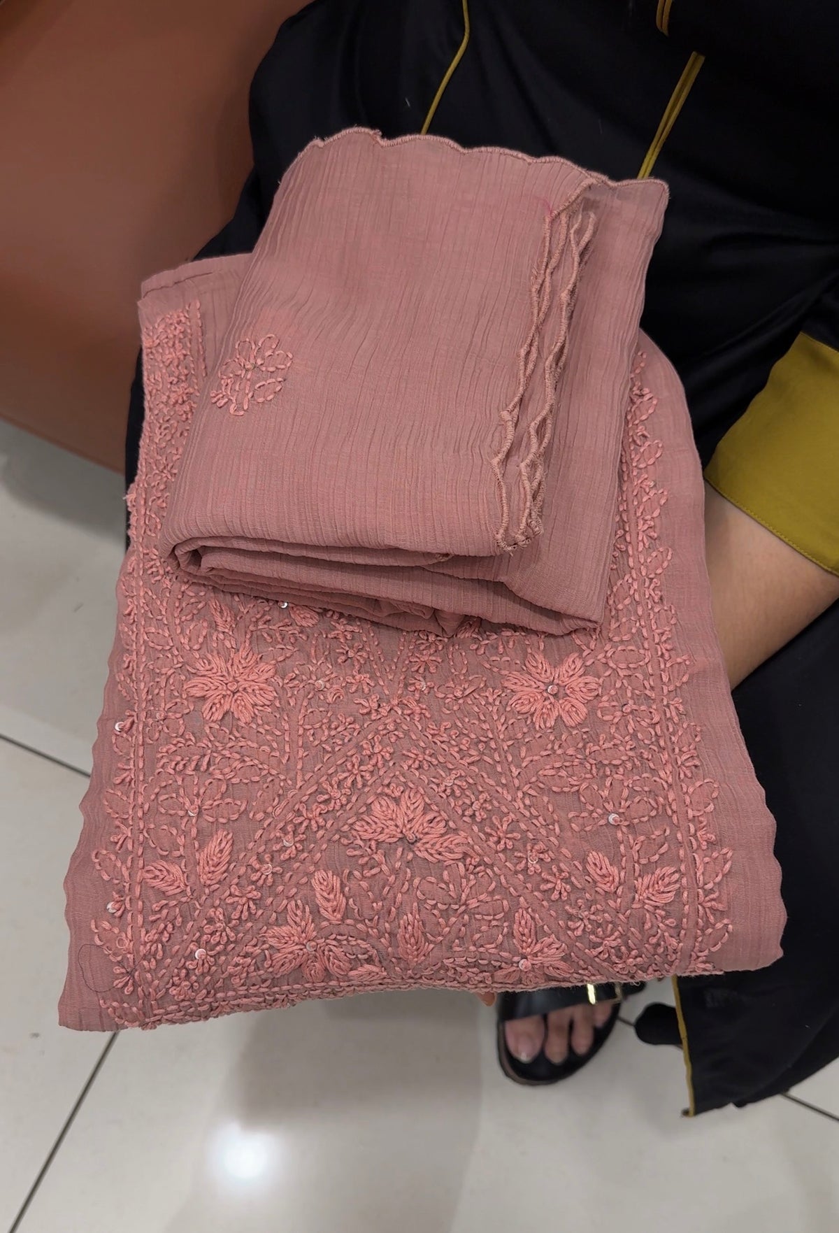 LUCKNOWI CHIKANKARI UNSTITCHED SALWAR SUITS -IHA 35401