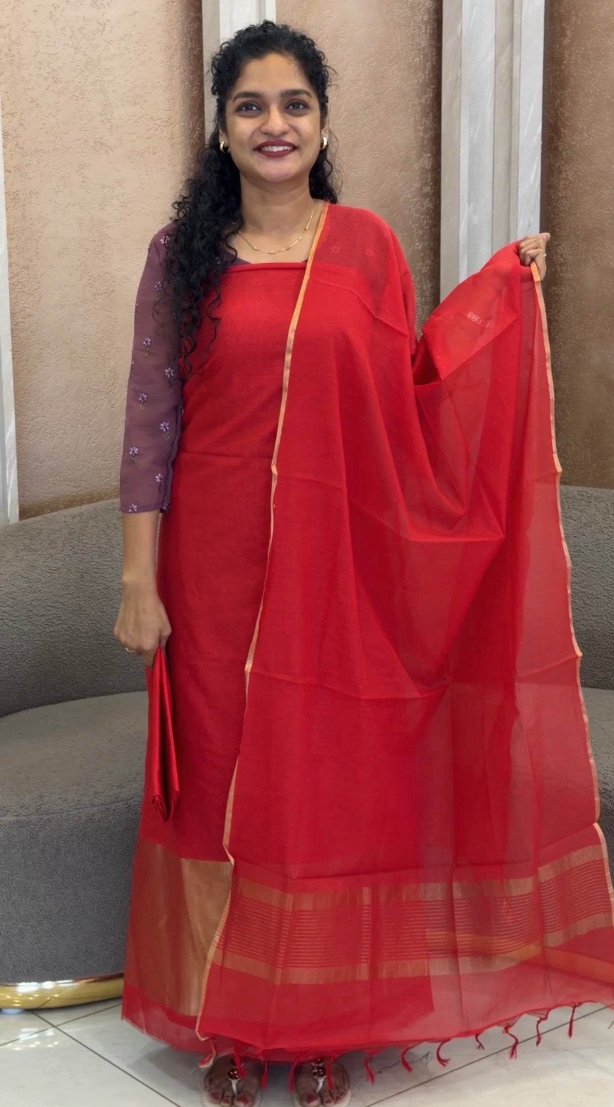 MUL CHANDERI UNSTITCHED SALWAR SUITS - IHA 33292
