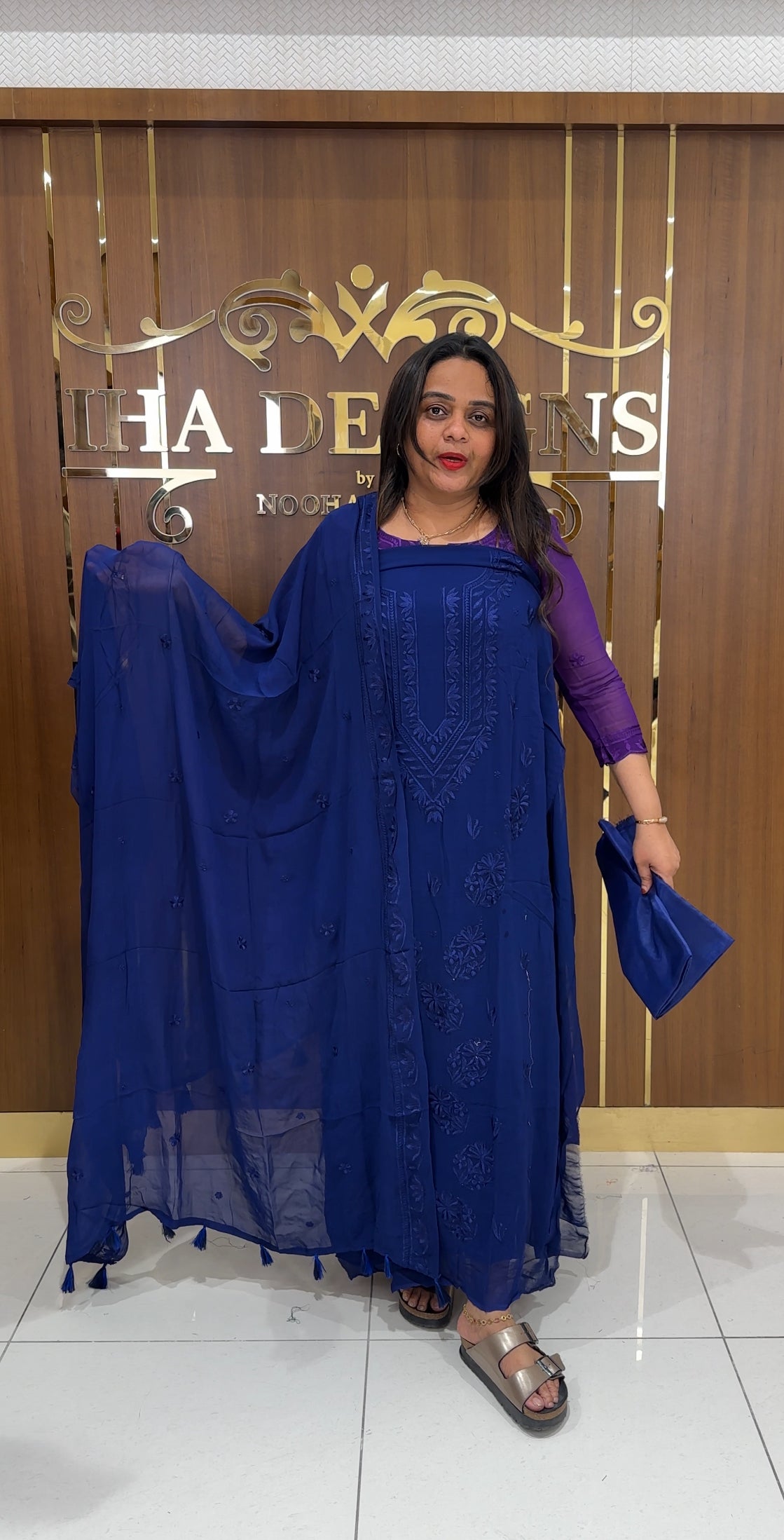 LUCKNOWI CHIKANKARI UNSTITCHED SALWAR SUITS - IHA 22923