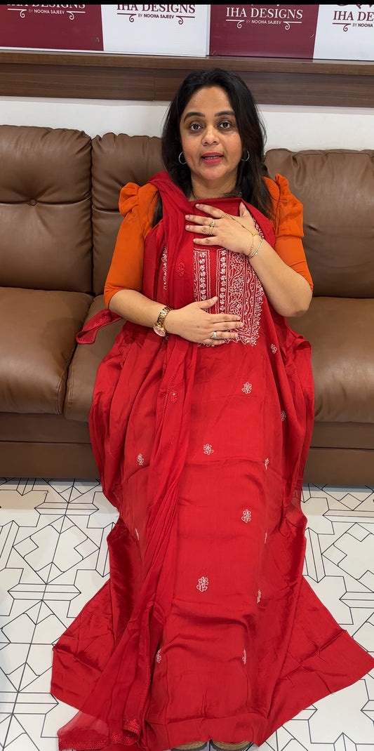 VISCOSE CHINON UNSTITCHED SALWAR SUITS - IHA 26448