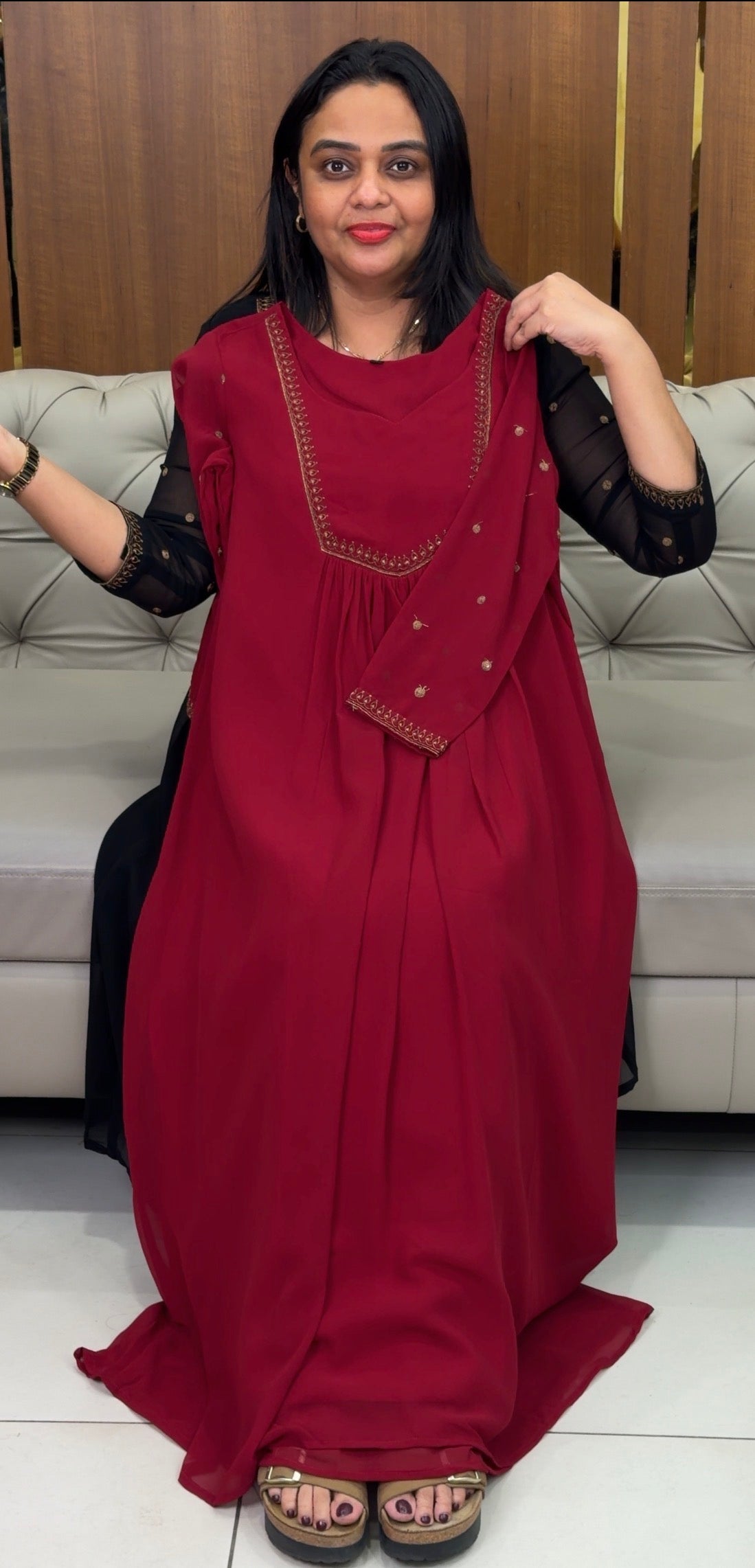 FAUX GEORGETTE ALINE TOPS - IHA 32804