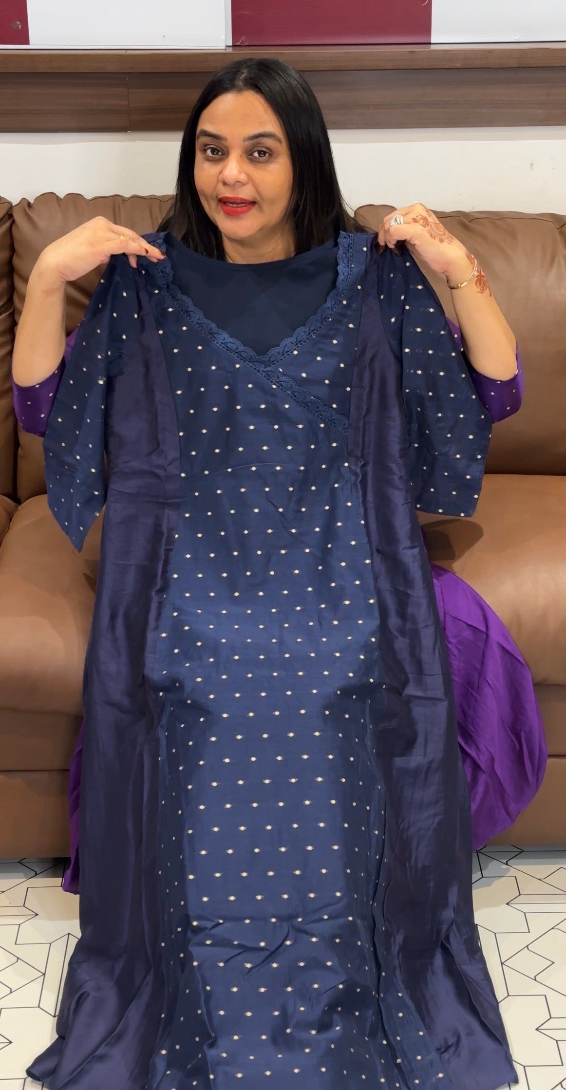 IHA'S IN-HOUSE MUL CHANDERI ALINE TOPS - IHA 31444