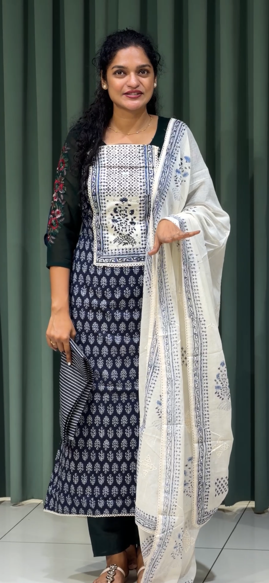 COTTON UNSTITCHED SALWAR SUITS - IHA 33184