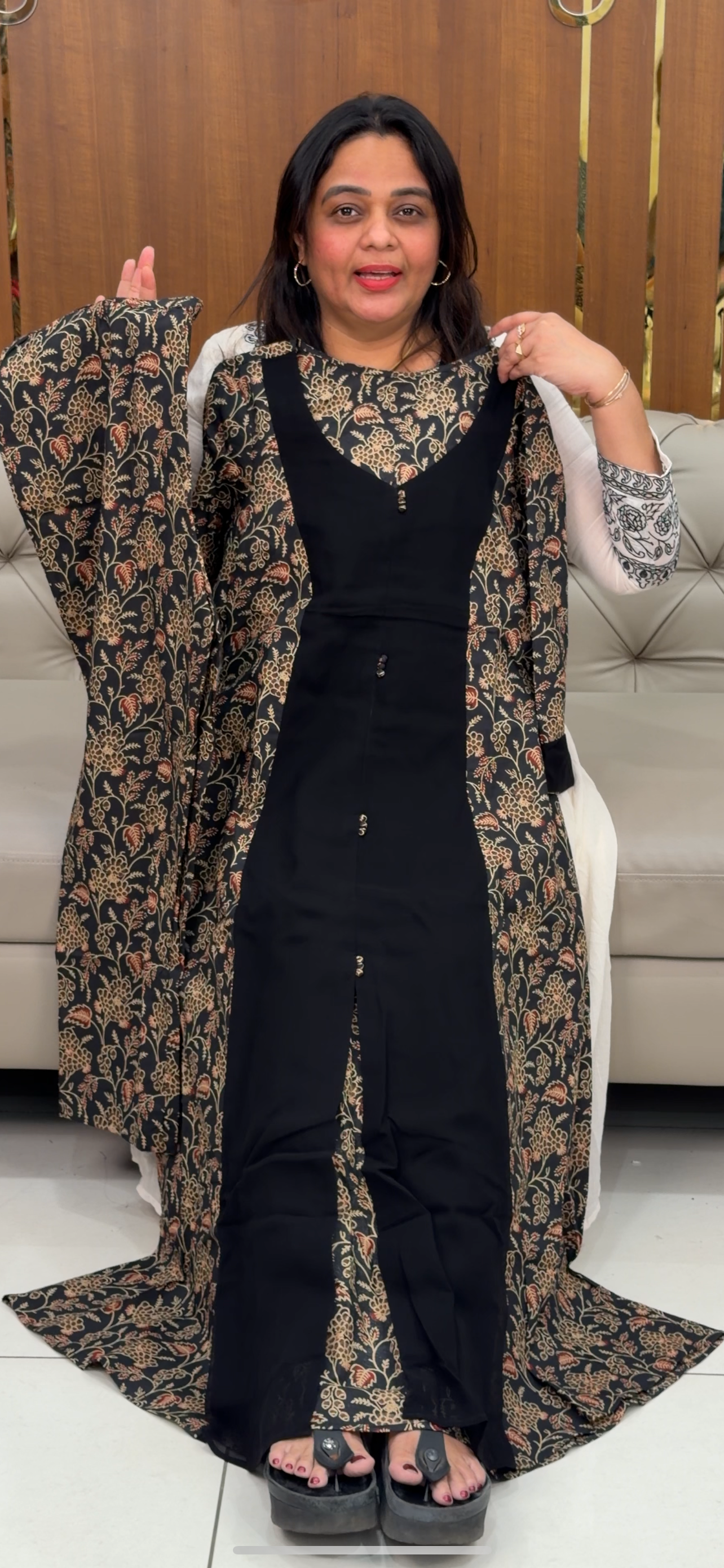 IHA’S IN-HOUSE PRINTED LONG A-LINE TOP AND BOTTOM  - IHA 28917