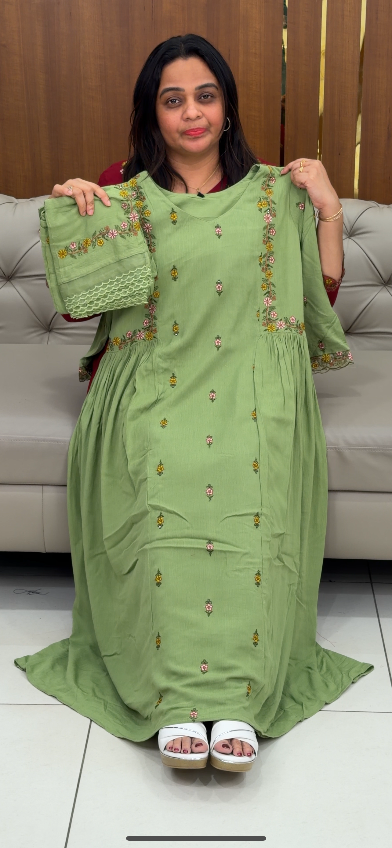 CRUSHED RAYON TOP, BOTTOM AND DUPATTA - IHA 29314