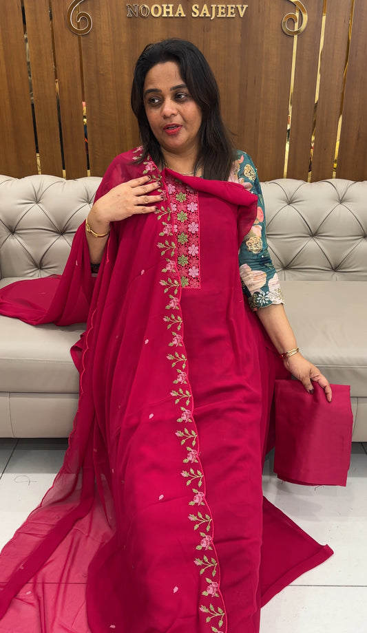 FAUX GEORGETTE UNSTITCHED SALWAR SUITS - IHA 25732