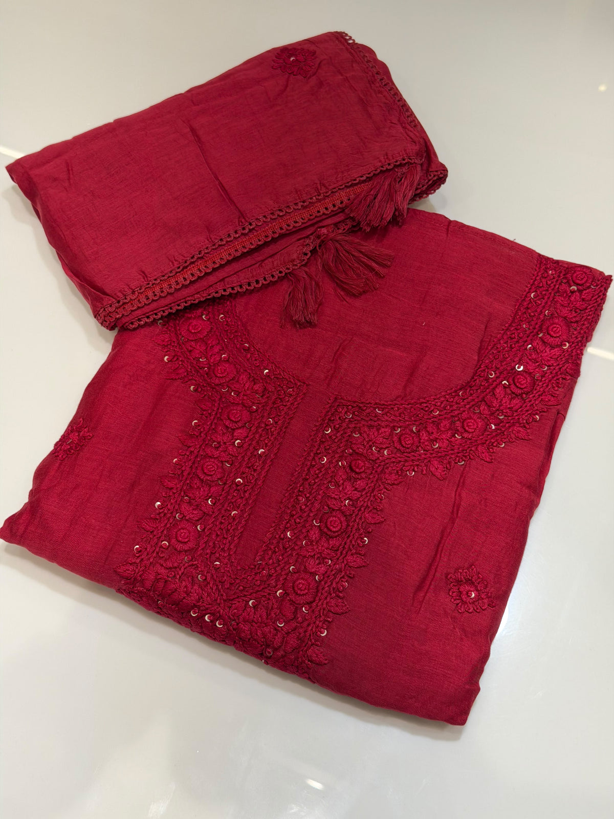 CHIKANKARI UNSTITCHED SALWAR SUIST - IHA 35968