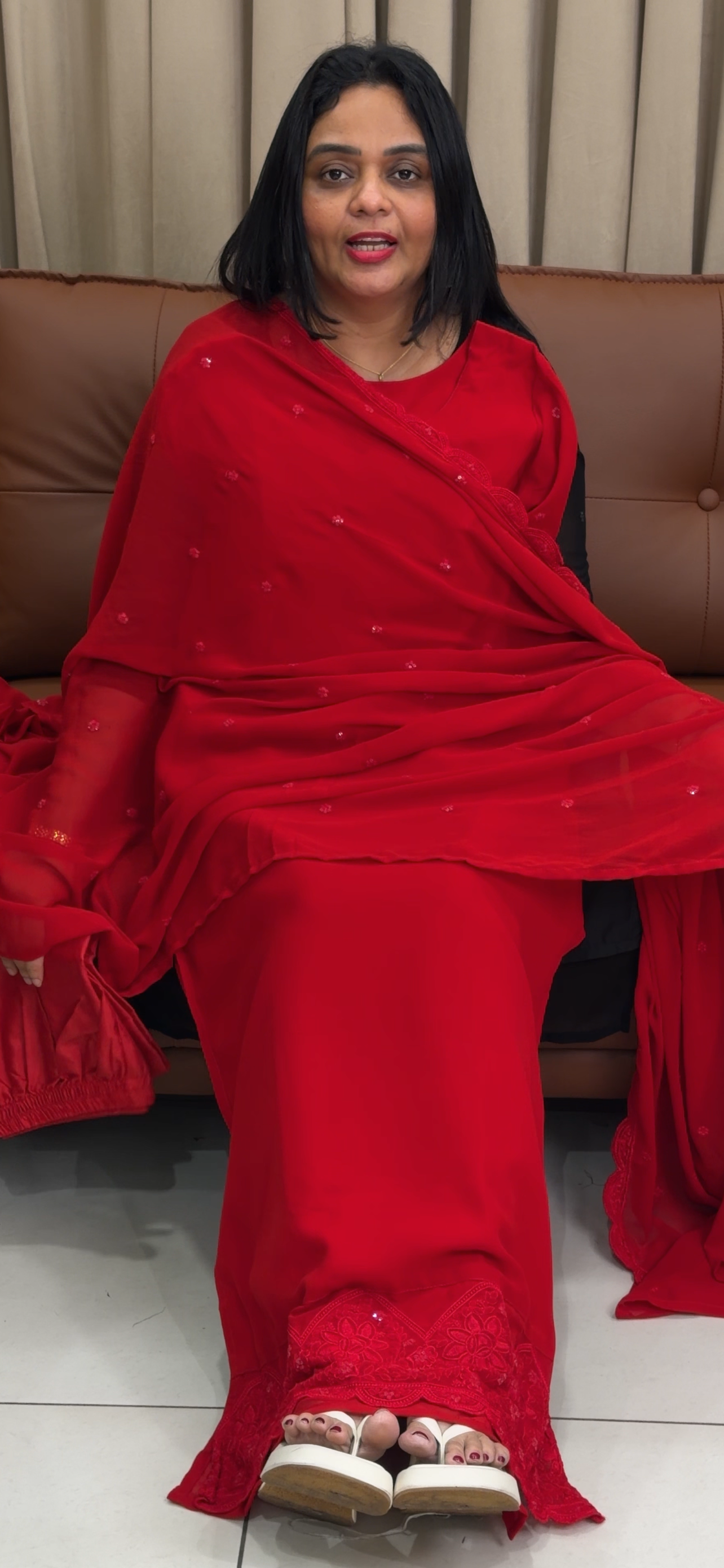 FAUX GEORGETTE TOP, BOTTOM AND DUPATTA  - IHA 33865