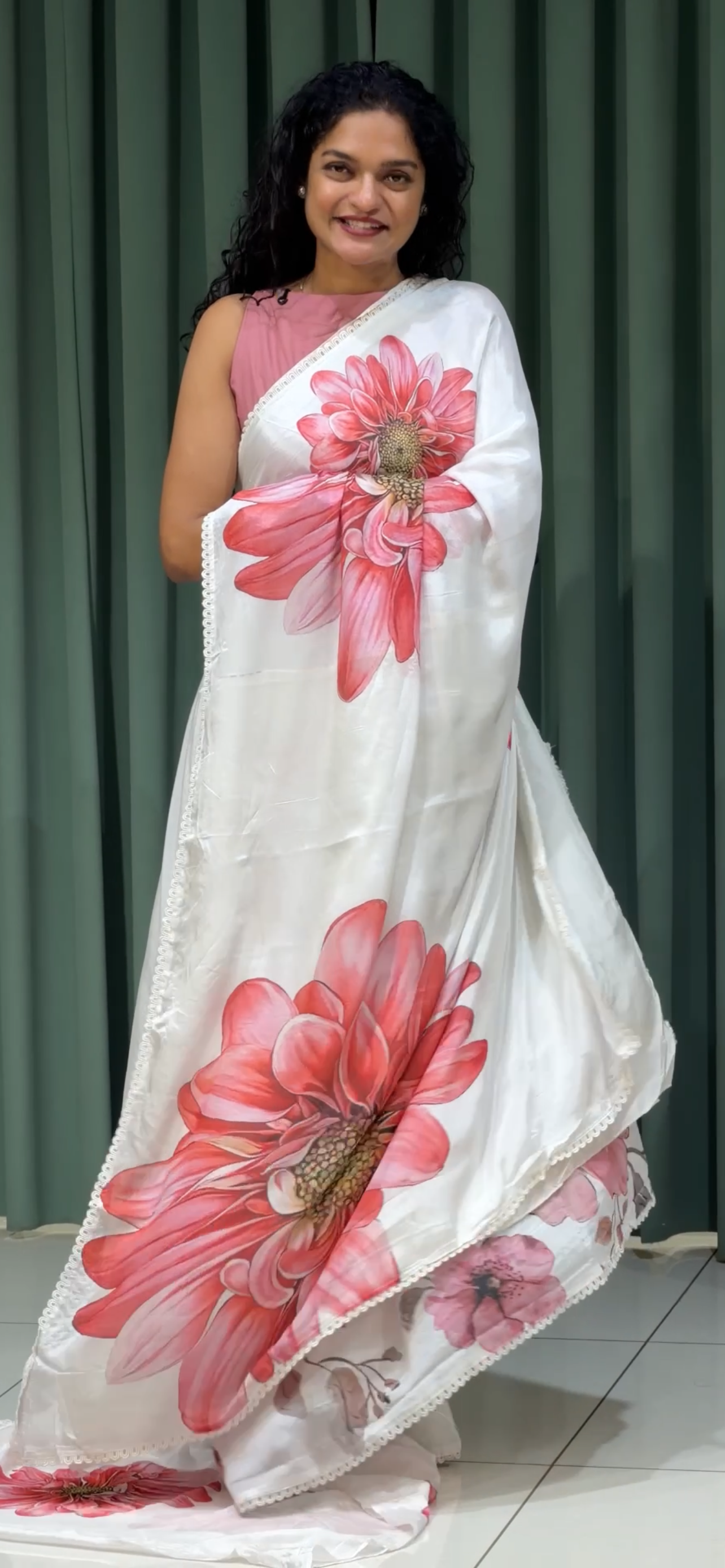 PRINTED CHINON SAREES - IHA 33187