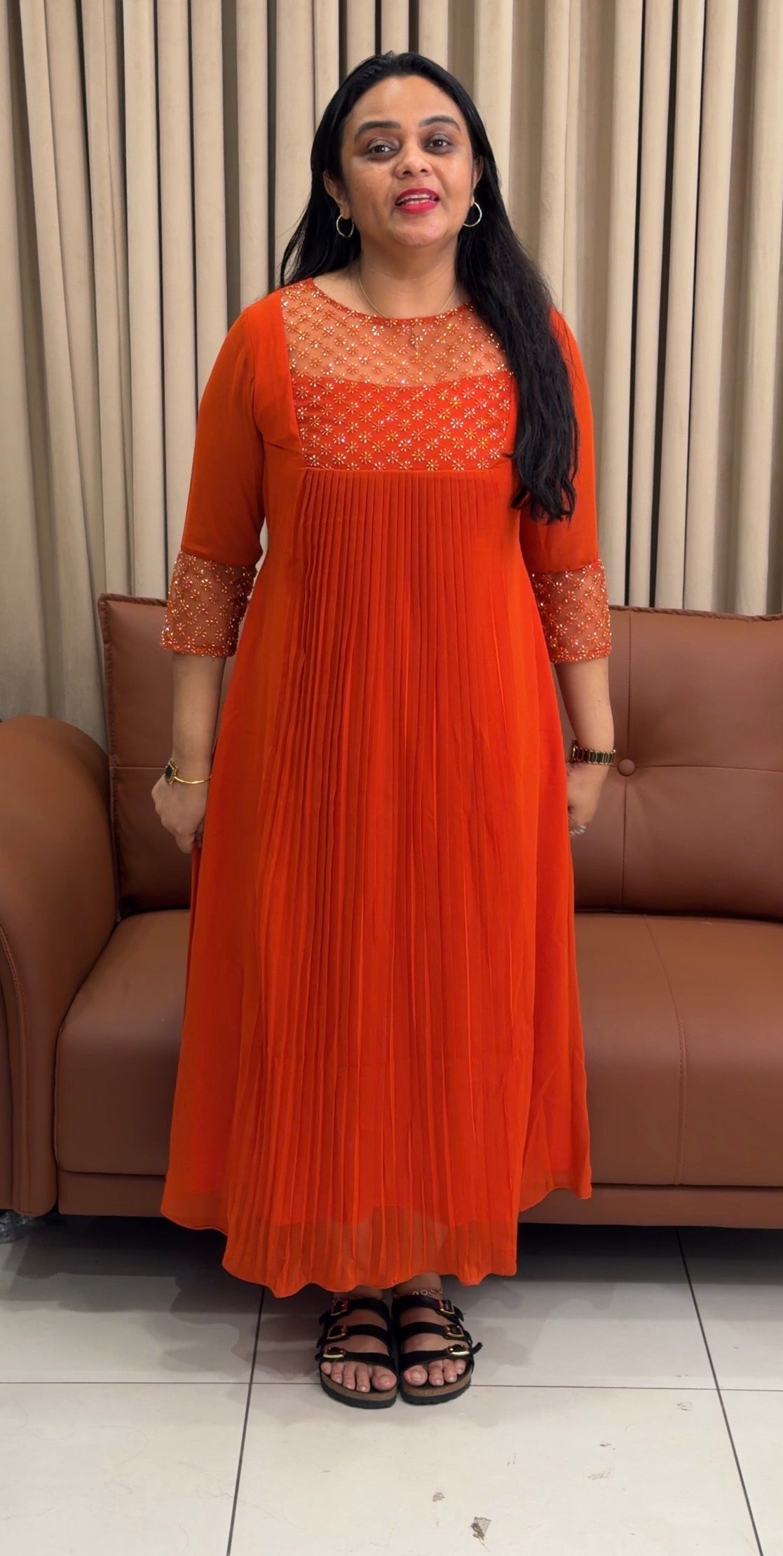 IHA'S IN- HOUSE HAND WORKED PLEATED ALINE TOPS - IHA 34882