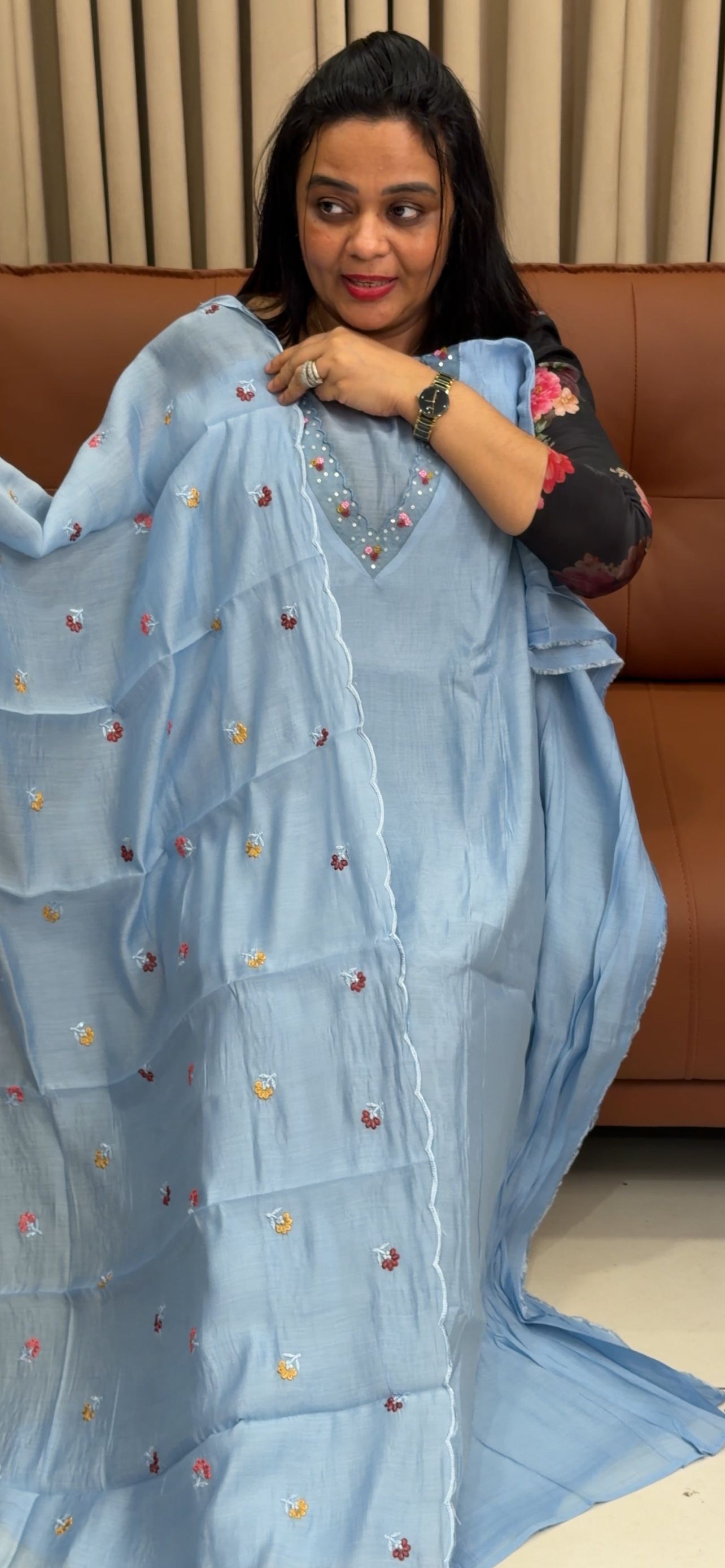 MUL CHANDERI UNSTITCHED SALWAR SUITS - IHA 34930