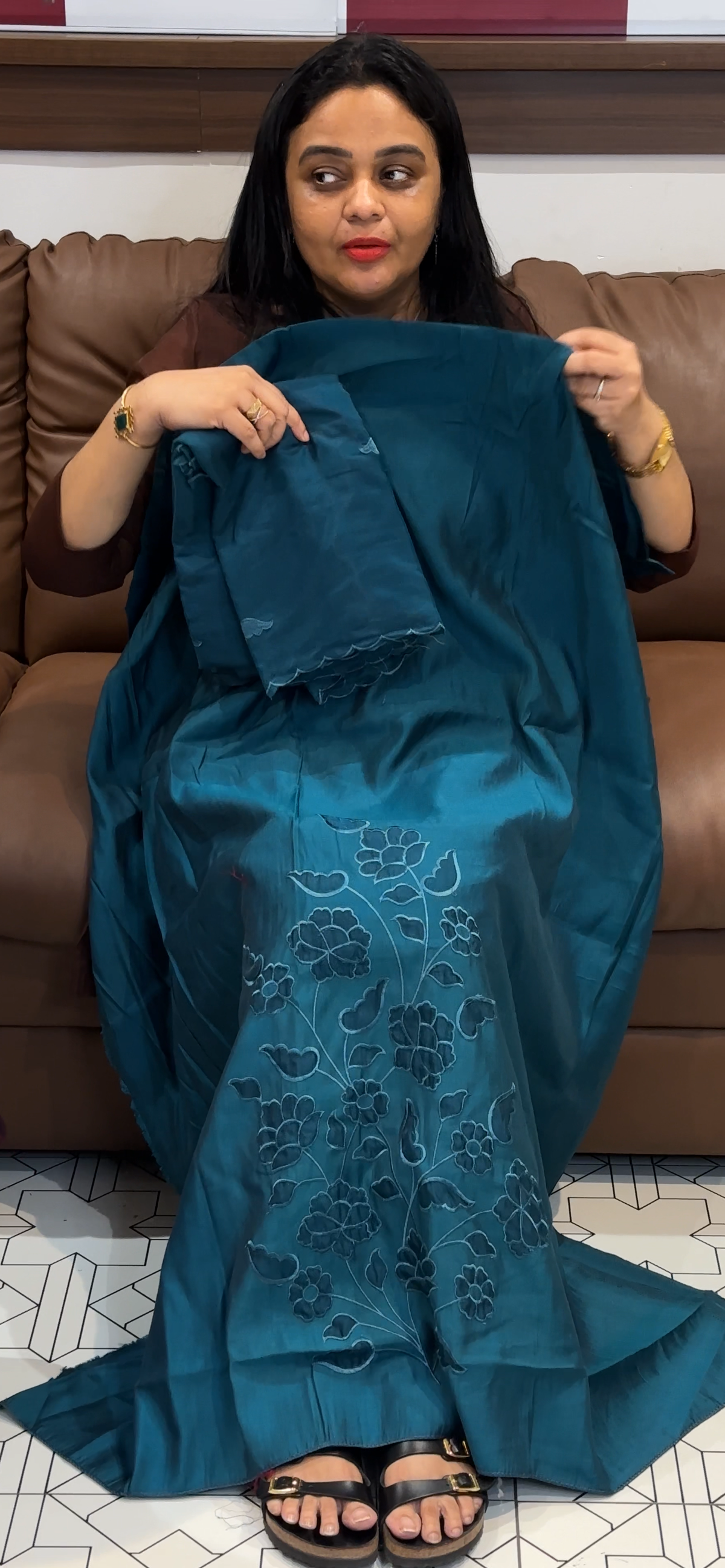 MUL CHANDERI UNSTITCHED SALWAR SUITS - IHA 35554