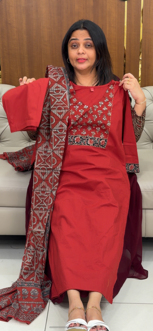 COTTON TOP, BOTTOM AND DUPATTA - IHA 29225