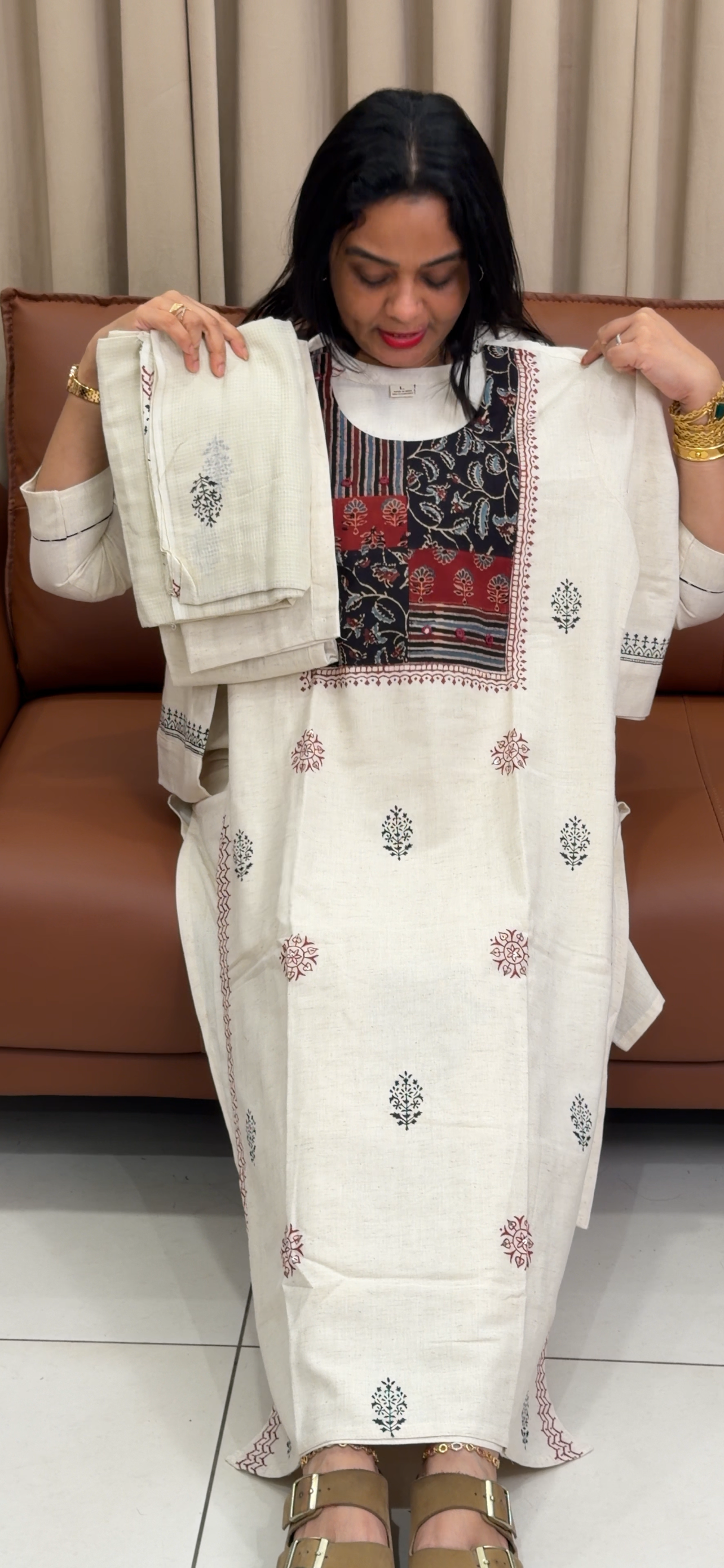 SLUB COTTON TOP, BOTTOM AND DUPATTA - IHA 33750