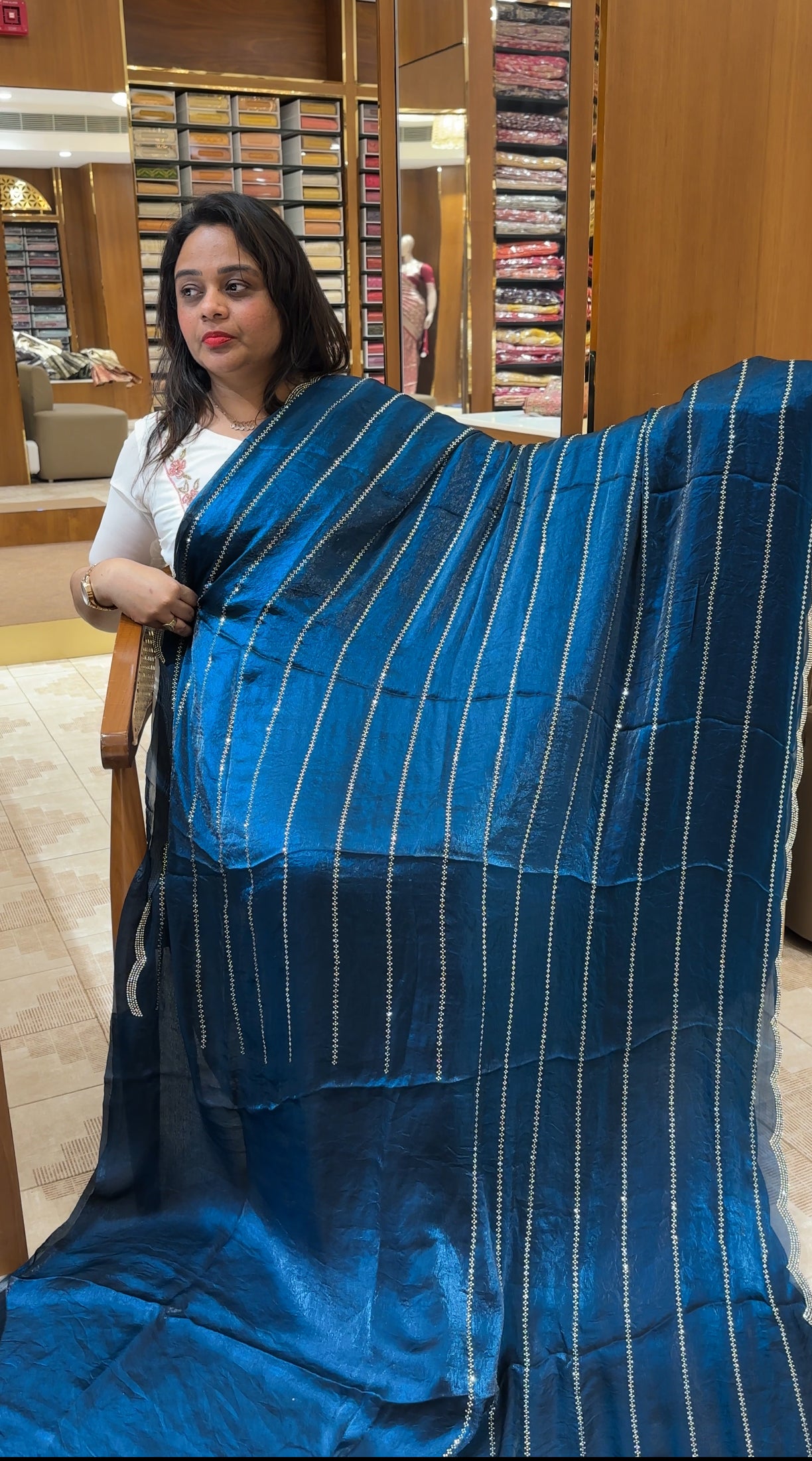 FORWARD VELVET ORGANZA SAREES - IHA 25270