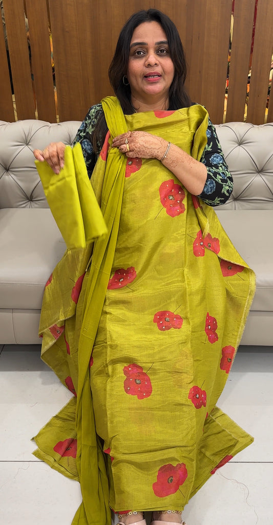 VISCOSE TISSUE  UNSTITCHED SALWAR SUITS - IHA  27433