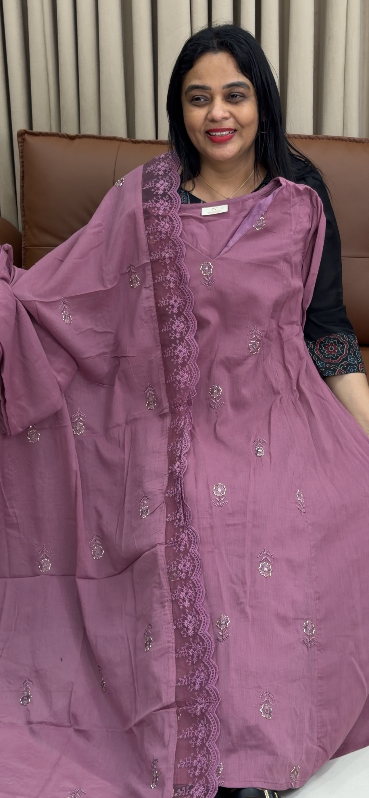 CRUSHED RAYON TOP, BOTTOM AND DUPATTA - IHA 34389