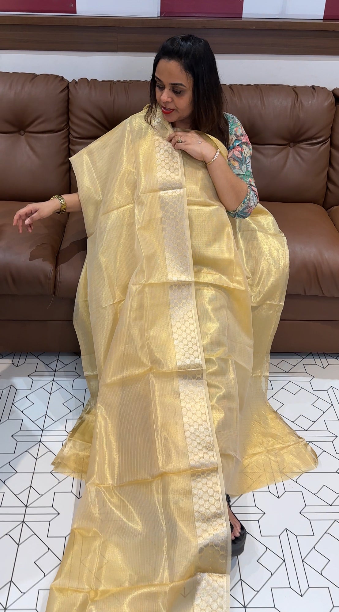 TISSUE KOTA UNSTITCHED SALWAR SUITS  - IHA 23047