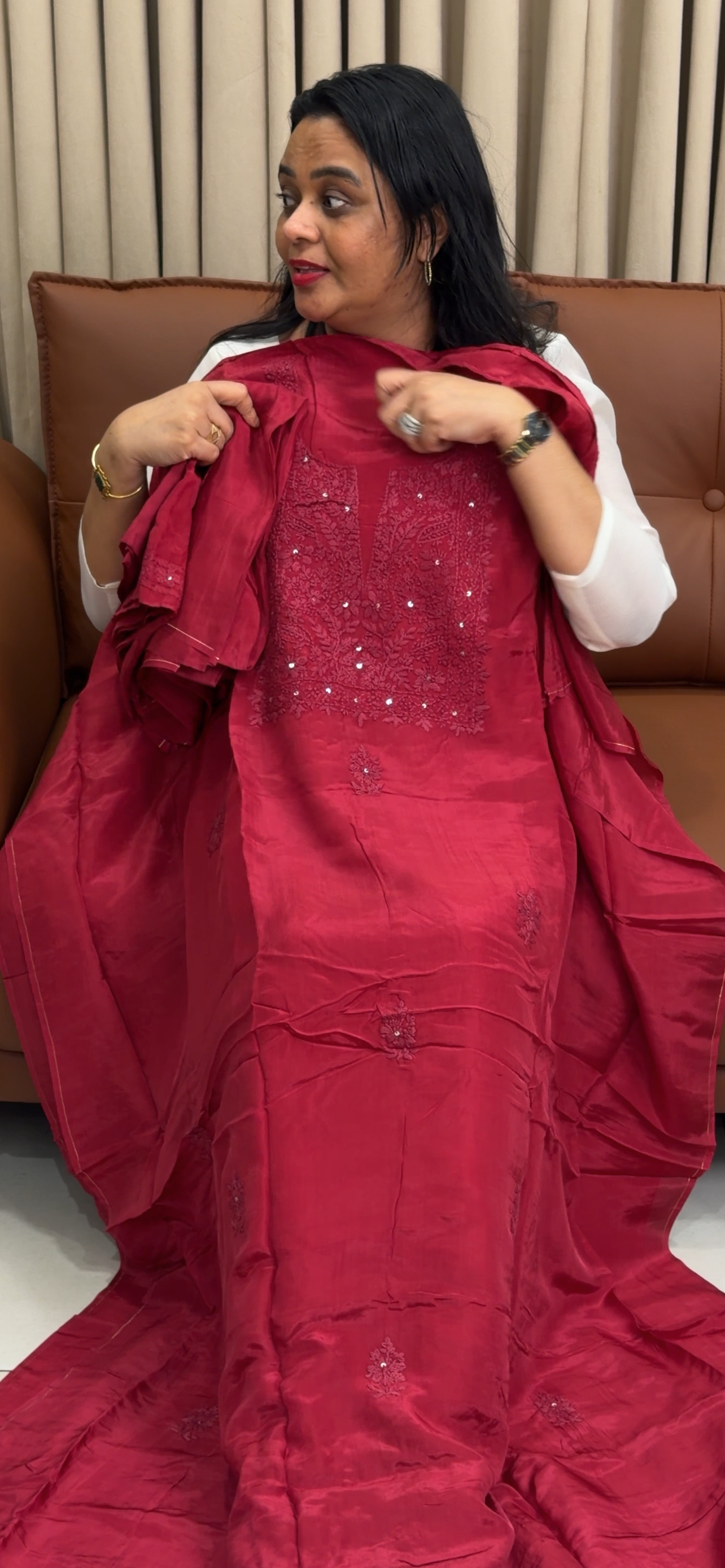 CHIKANKARI UNSTITCHED SALWAR SUITS - IHA 34891