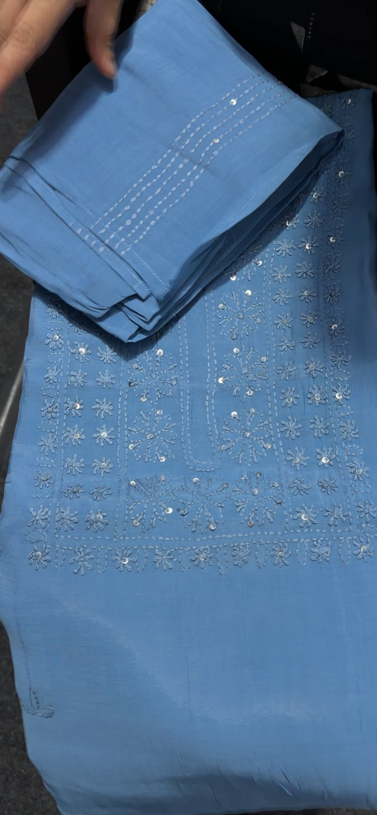 LUCKNOWI CHIKANKARI UNSTITCHED SALWAR SUITS - IHA 36049