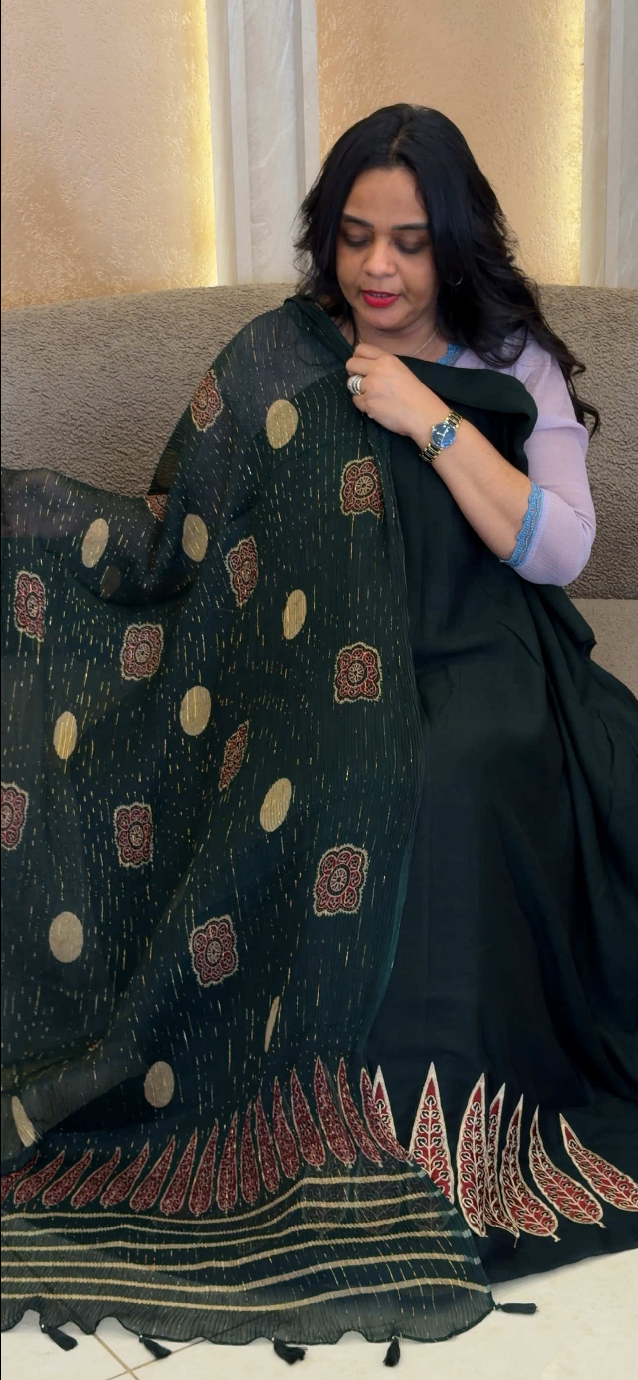 AJRAKH UNSTITCHED SALWAR SUITS - IHA 35075