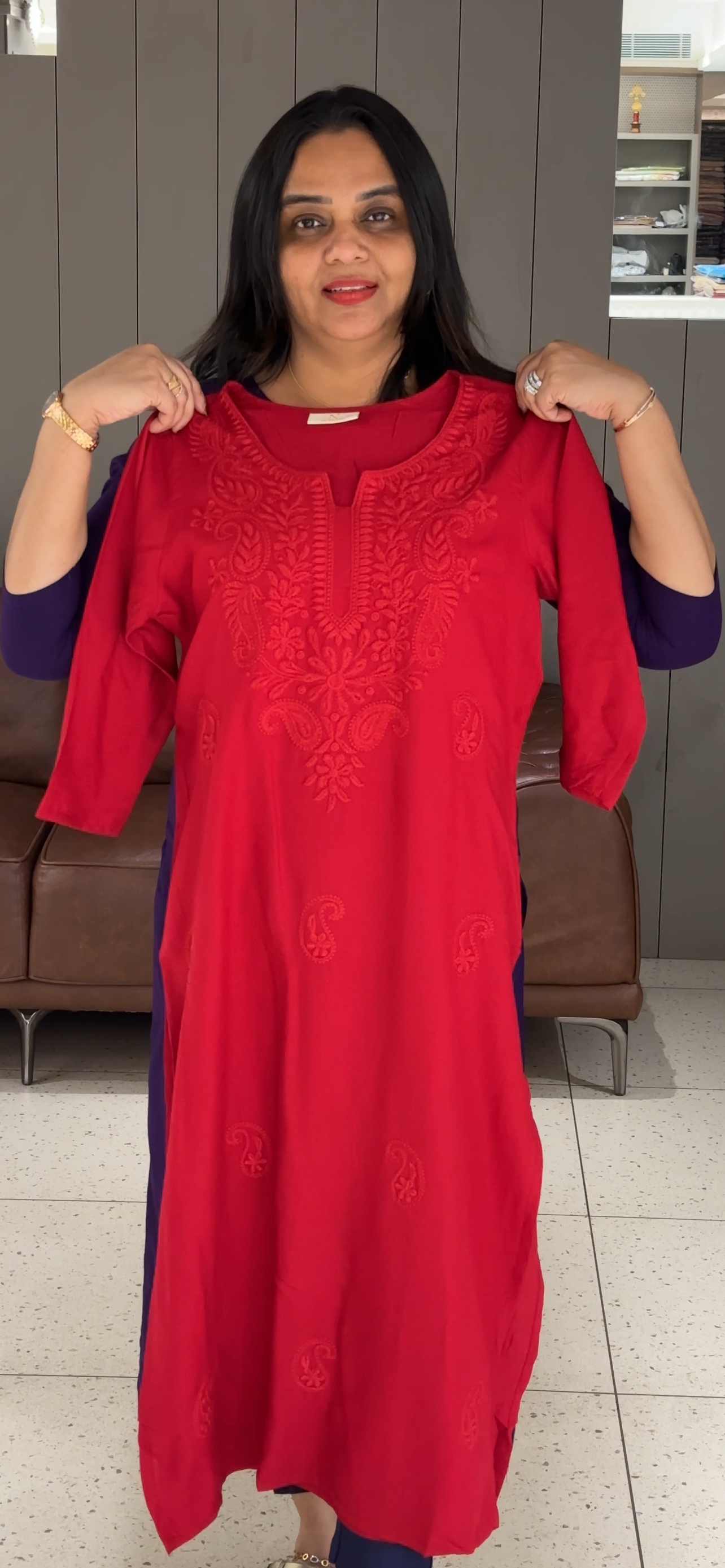 VISCOSE RAYON LONG TOPS - IHA 32808