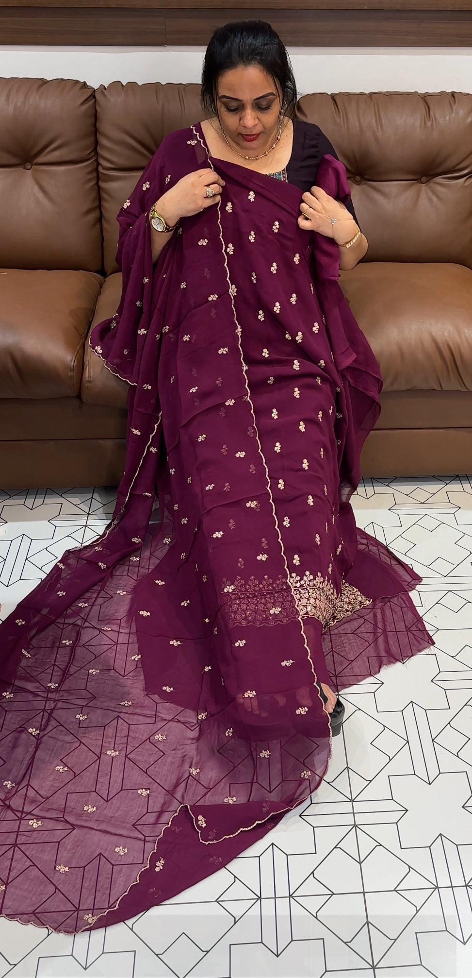 VISCOSE GEOREGETTE UNSTITCHED SALWAR SUITS - IHA 19750