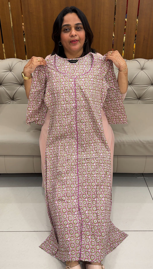 PRINTED COTTON LONG A-LINE TOPS - IHA 27460