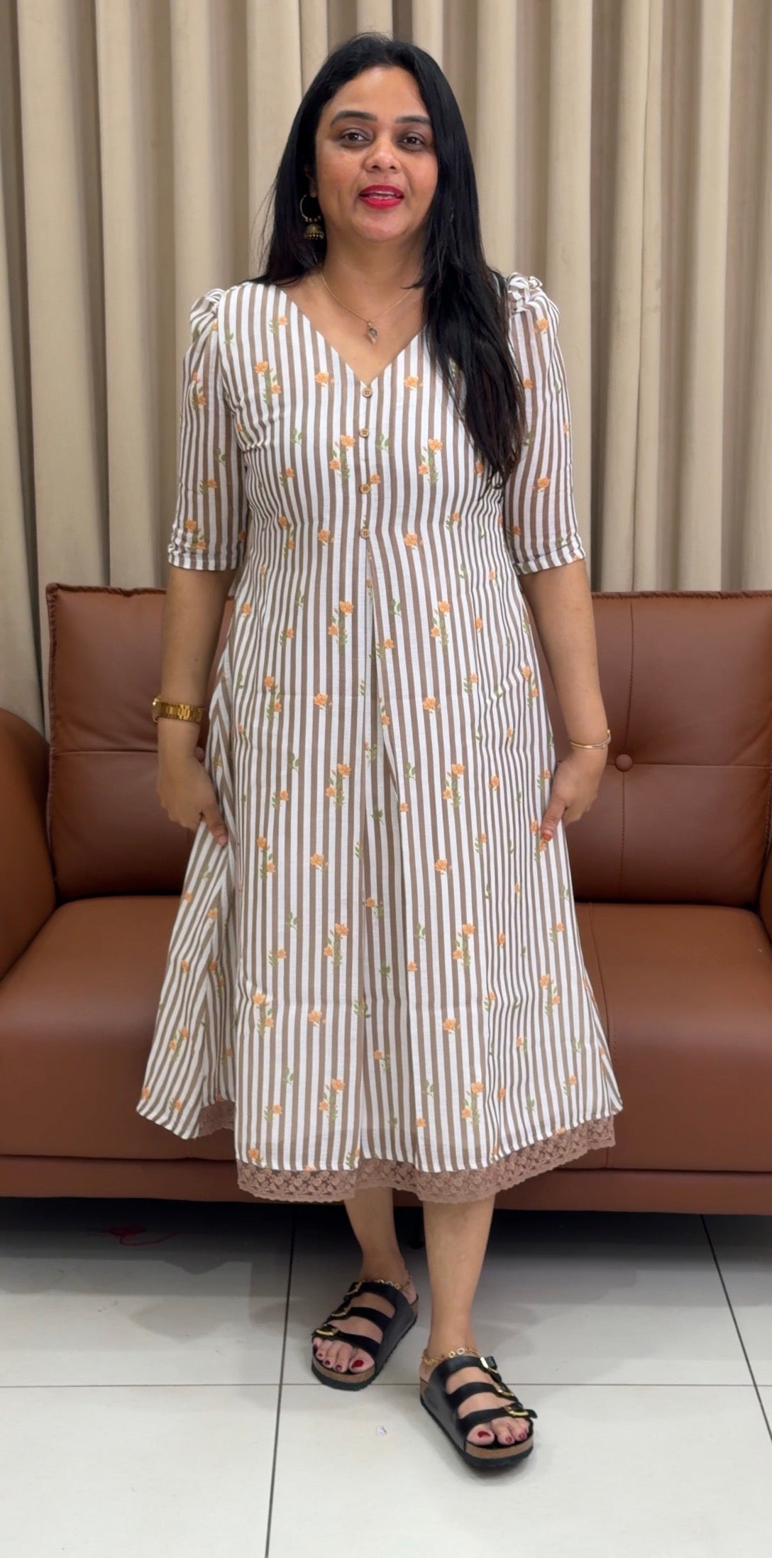 IHA'S IN-HOUSE PRINTED LINEN FROCKS - IHA 33961