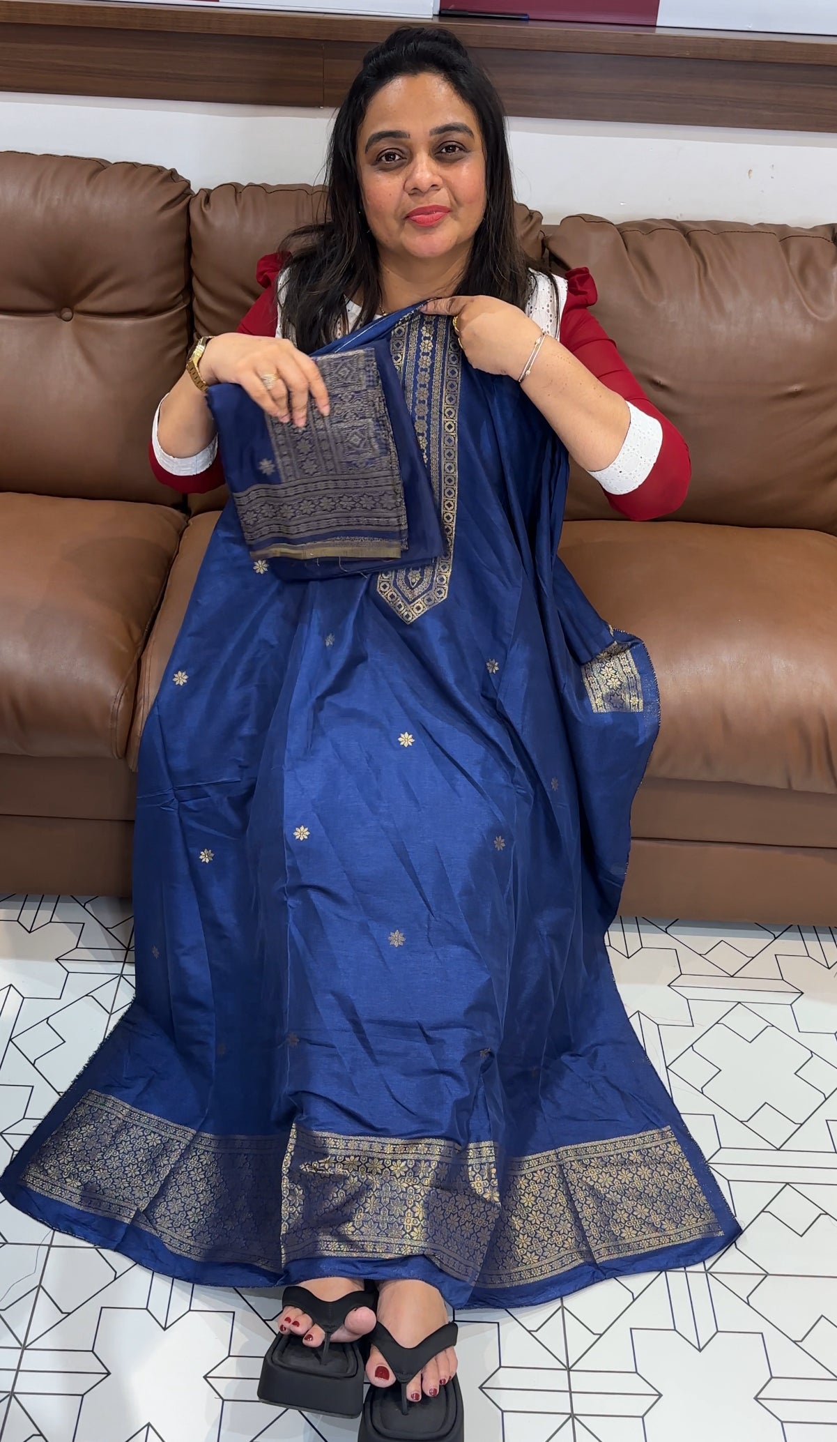 SEMI BANARASI UNSTITCHED SALWAR SUITS - IHA 27848