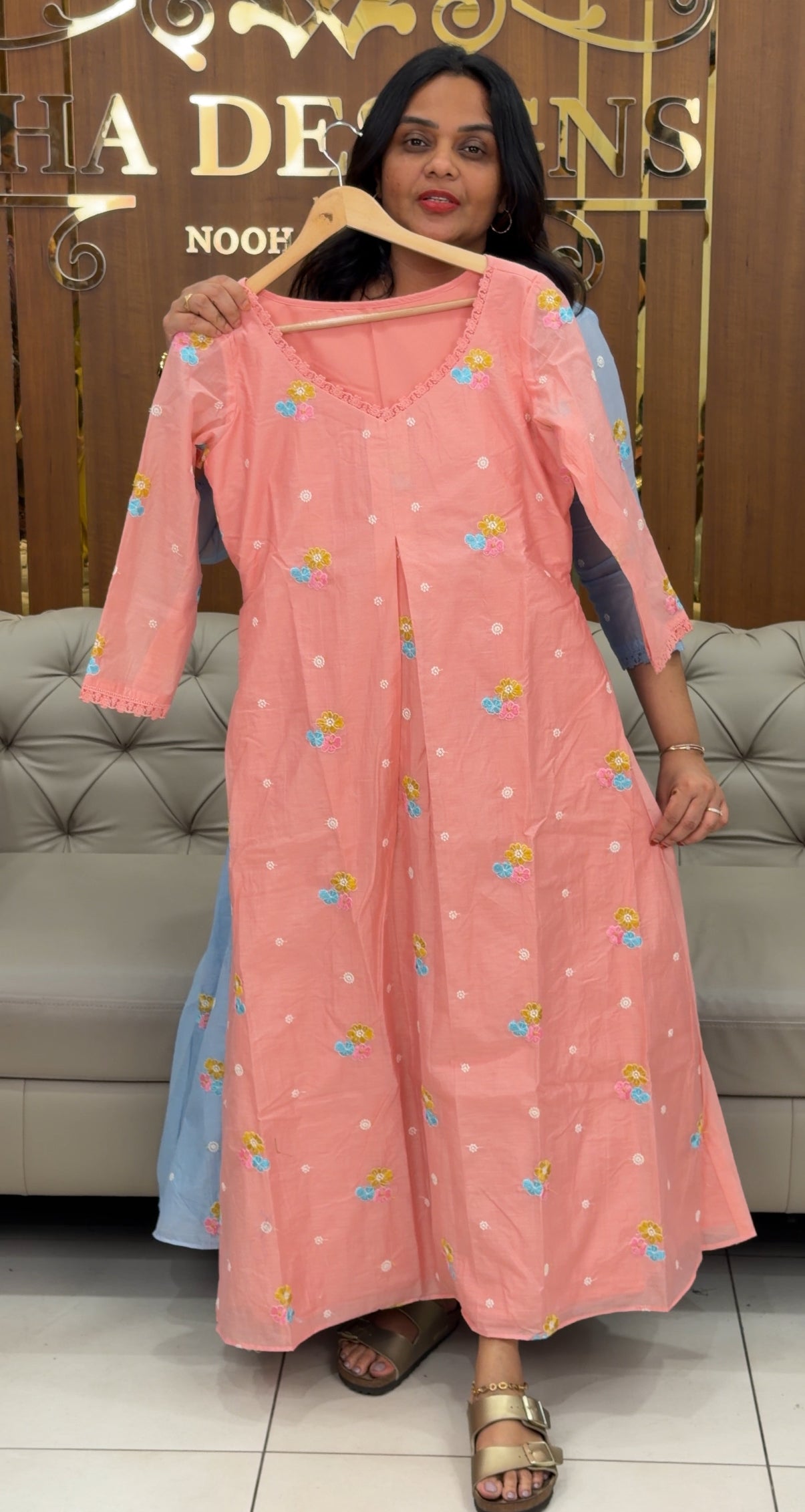 IHA'S IN-HOUSE MUL CHANDERI ALINE TOPS - IHA 35080