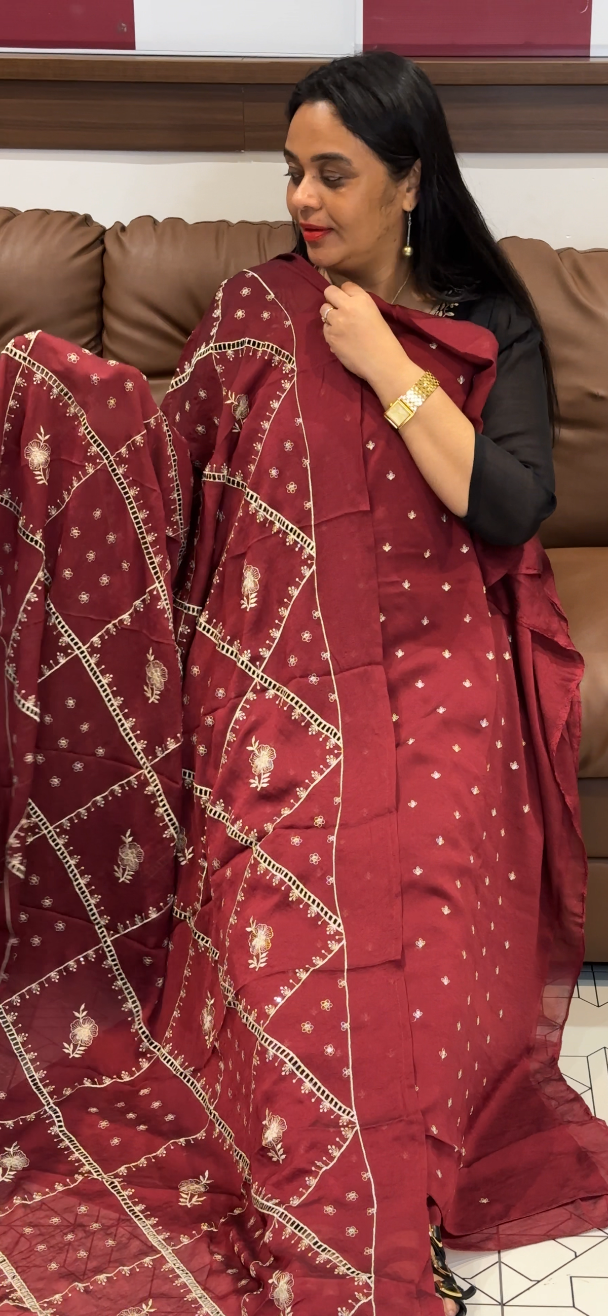 CRUSHED SILK UNSTITCEHD SALWAR SUITS - IHA 35577